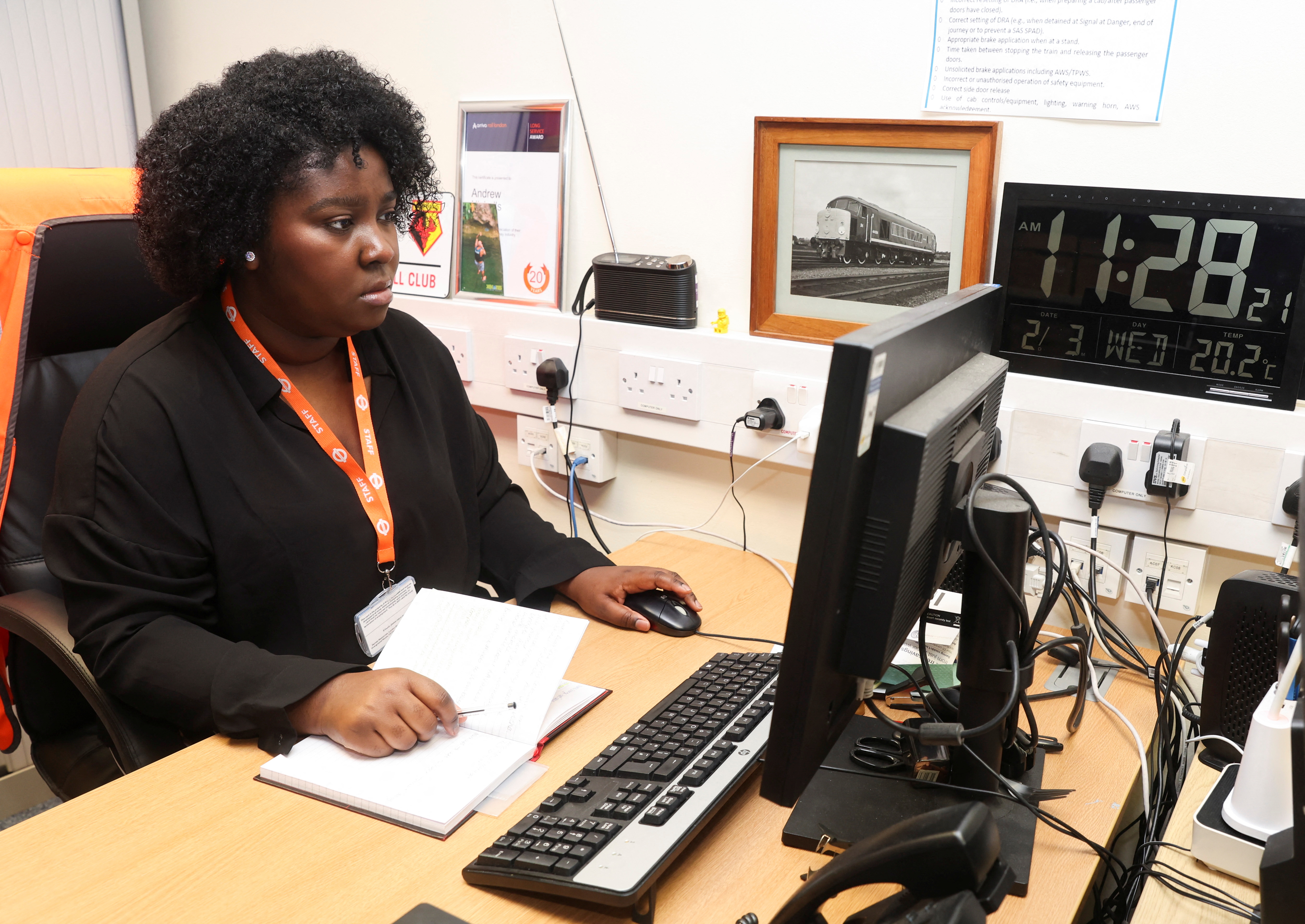 Zara Asamoah at her new job at Arriva Rail, which operates the city's overground network