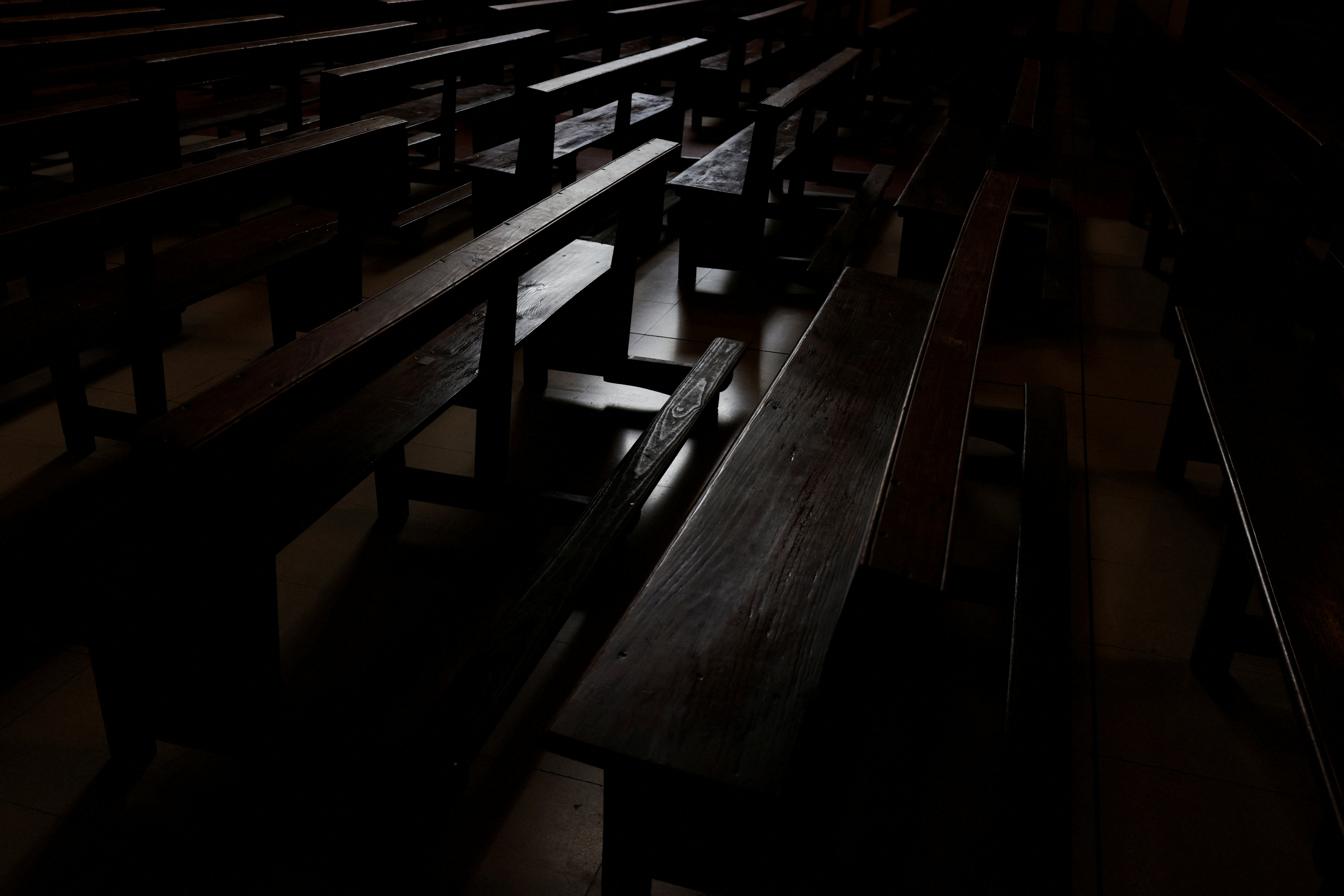 Empty pews are seen inside Catholic church in Madrid