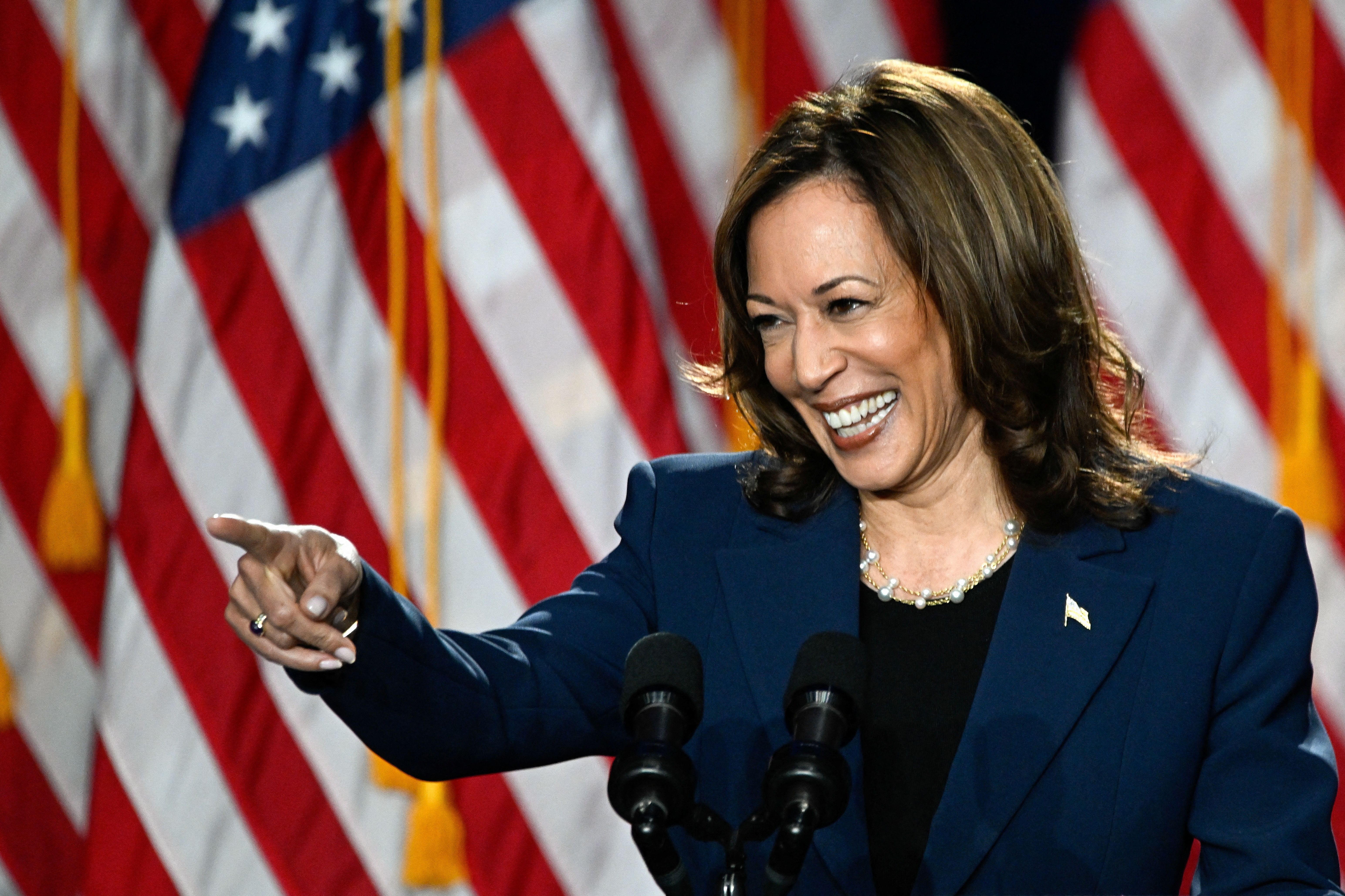 U.S. Vice President Kamala Harris attends a campaign event at West Allis Central High School