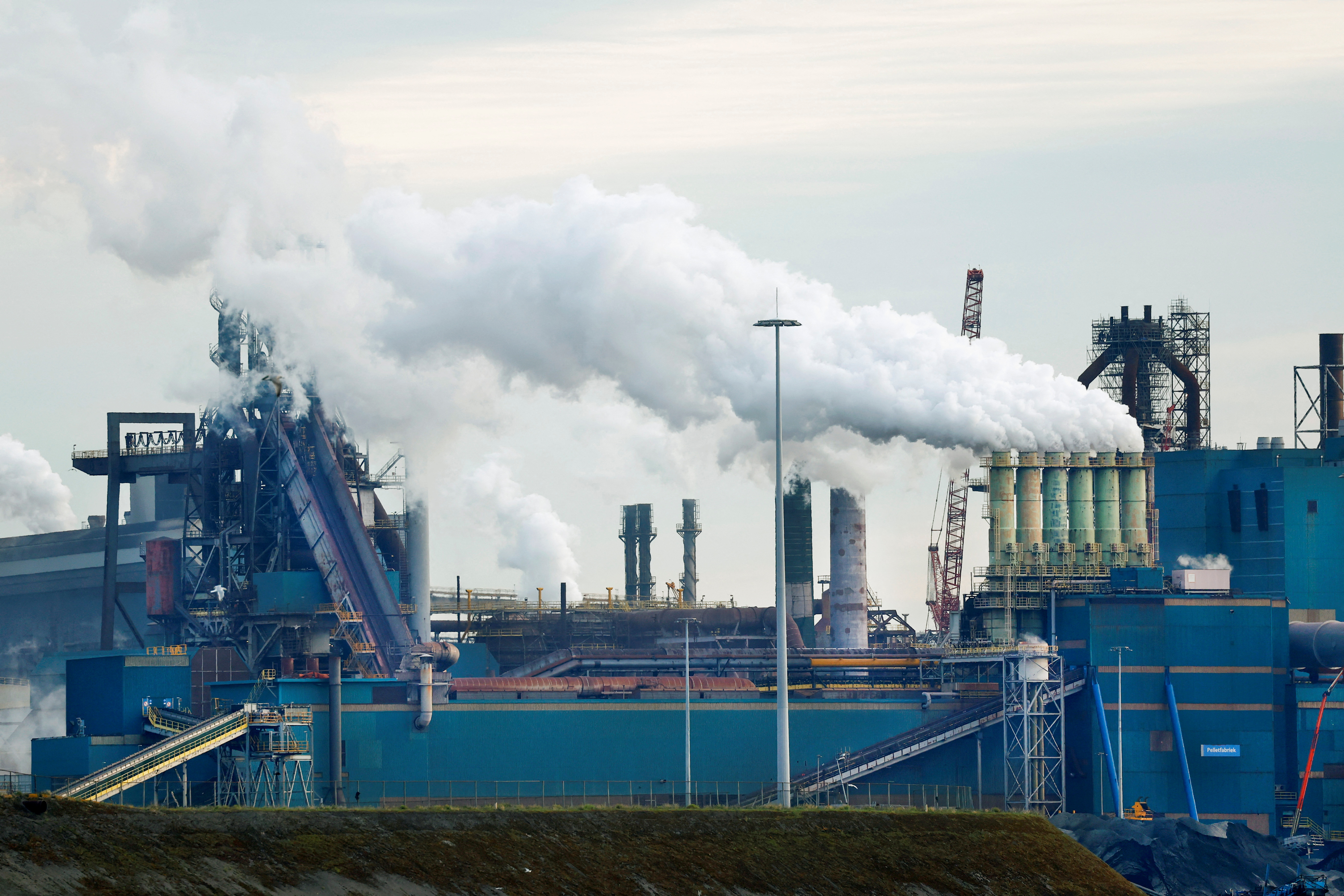 The Tata Steel steelworks in IJmuiden, Velsen, North Holland