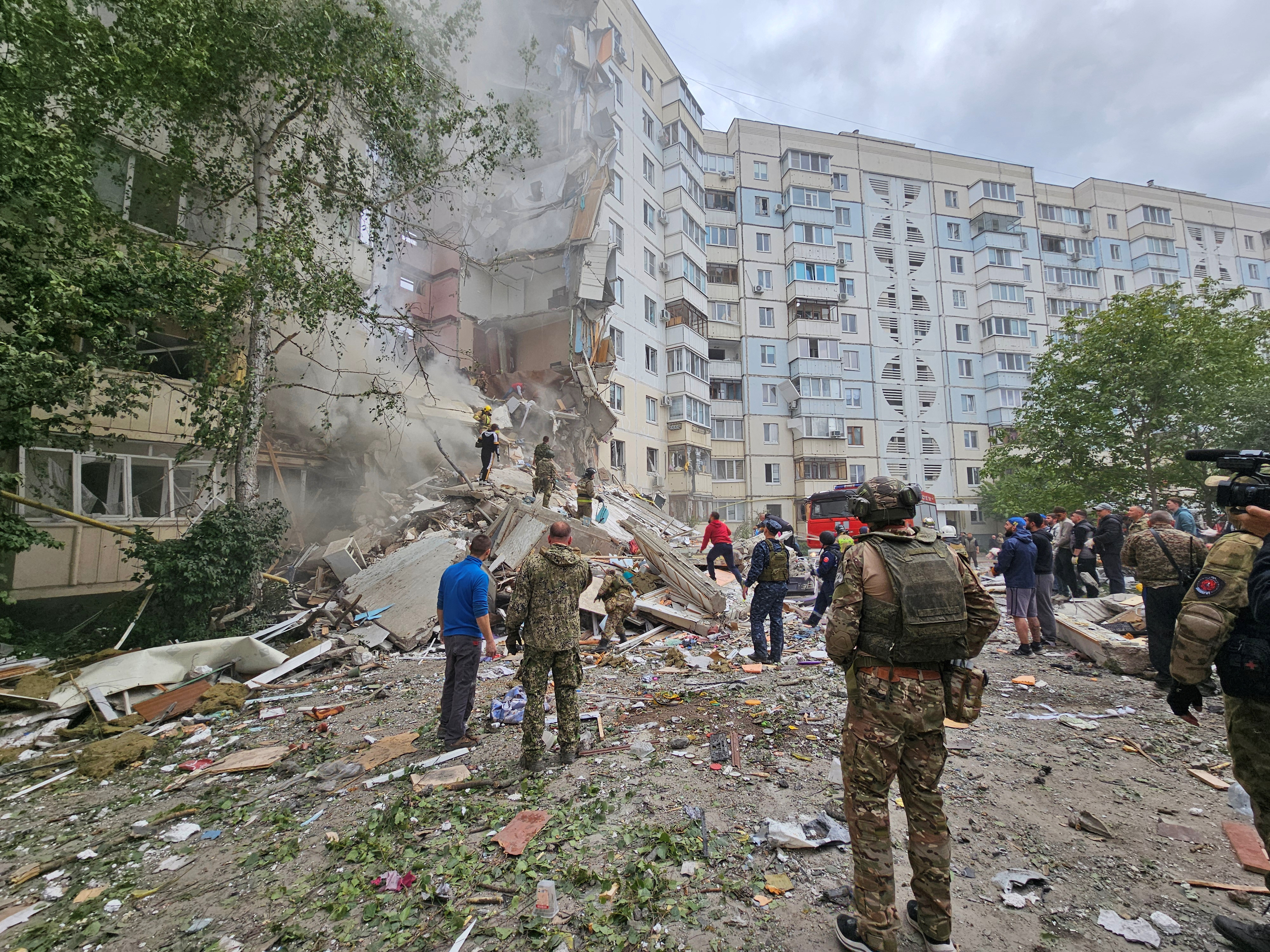 Aftermath of apartment block collapse in Belgorod
