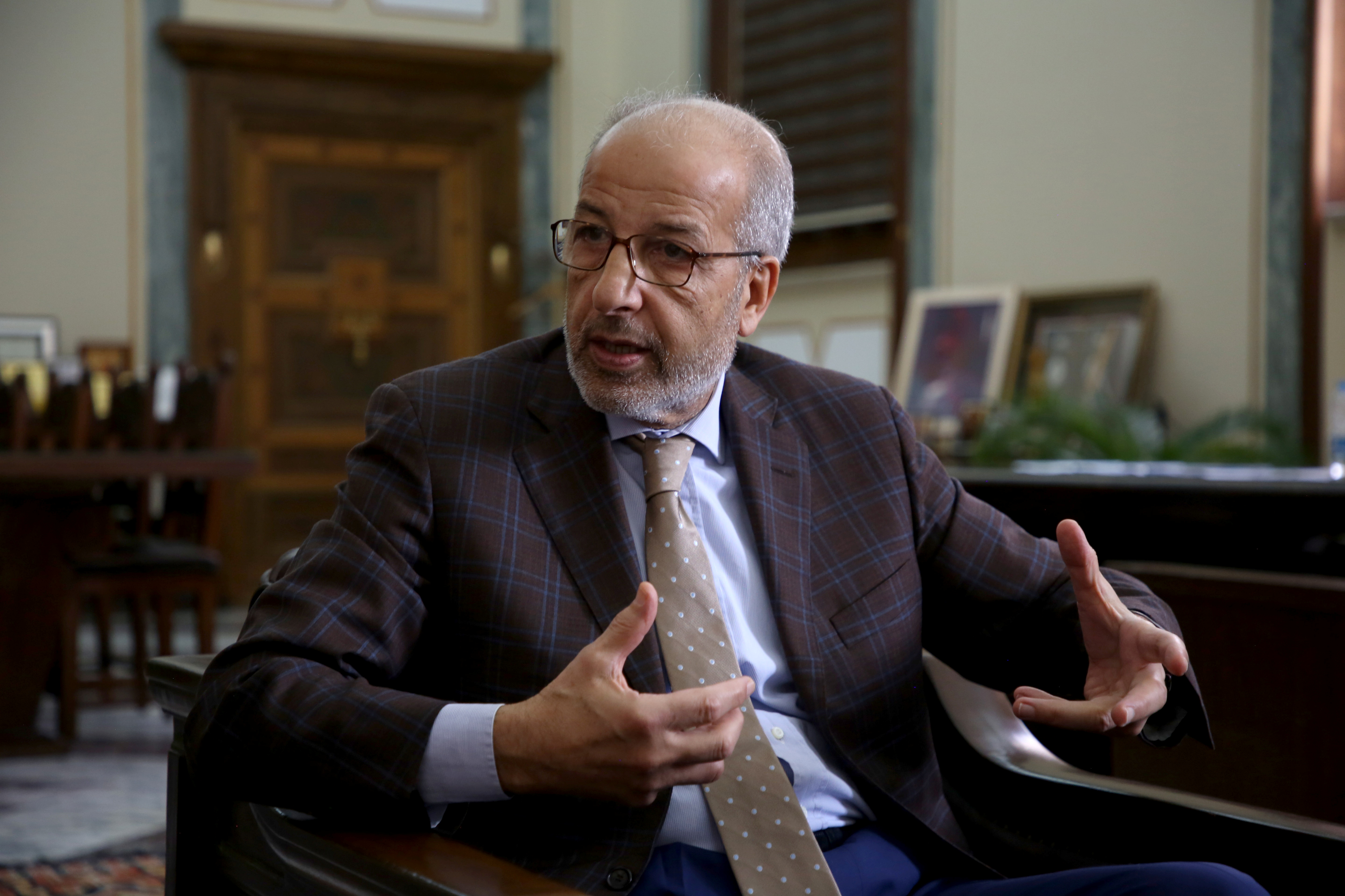 Governor of Central Bank of Libya, Siddiq al-Kabir speaks during an interview with Reuters