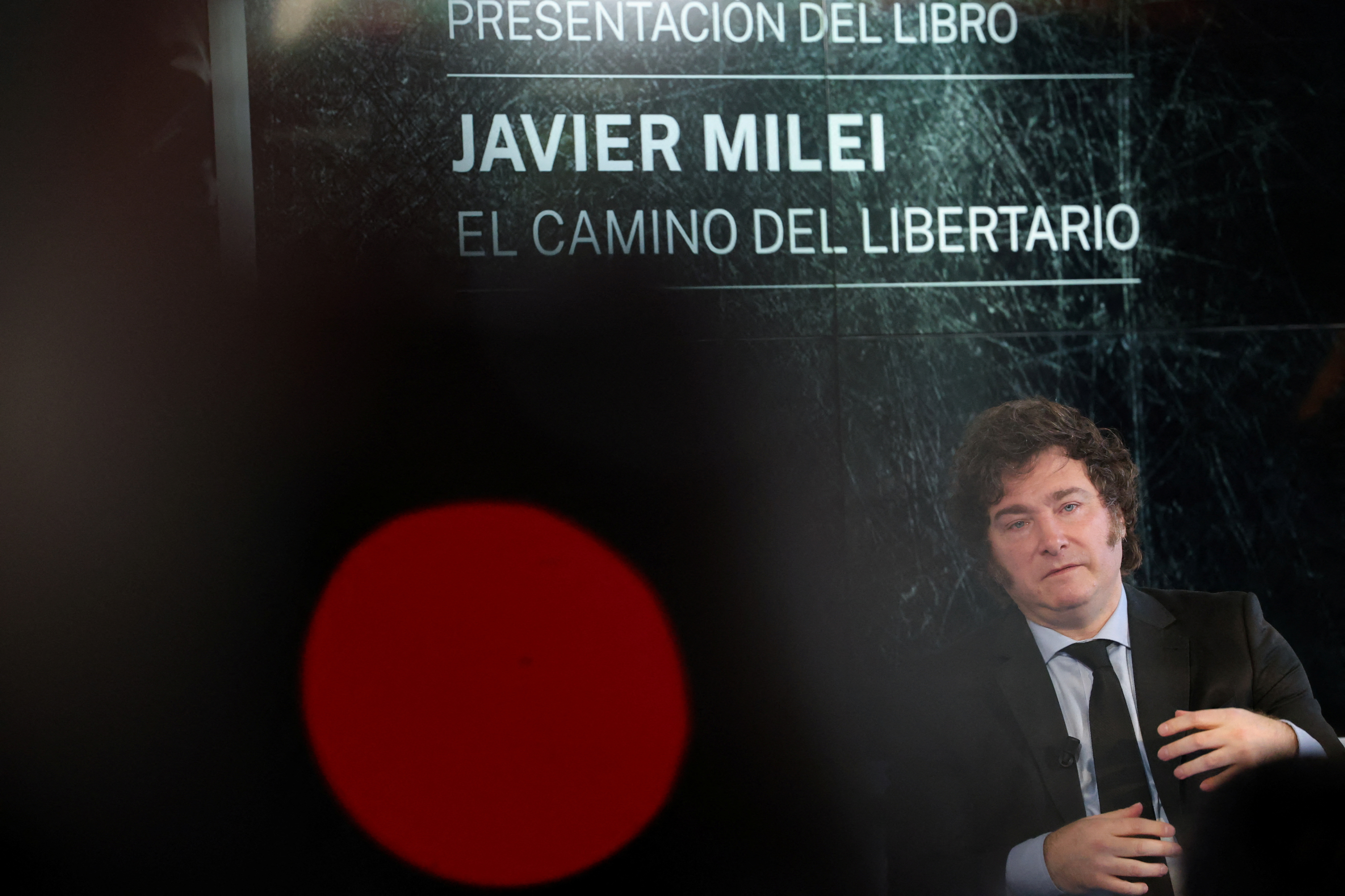 Argentina's President Javier Milei presents his latest book, in Madrid