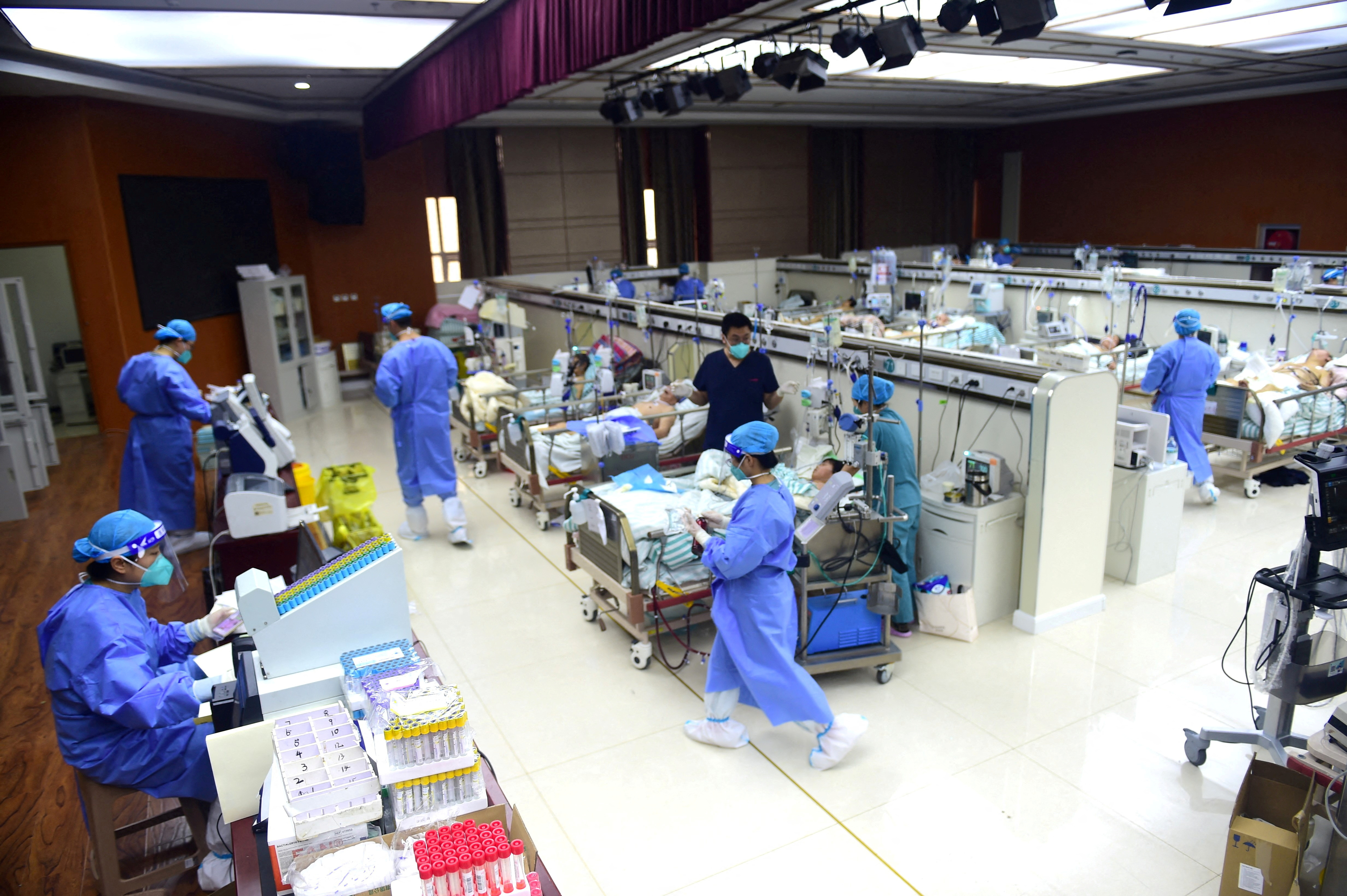 ICU converted from a conference room at a hospital in Cangzhou