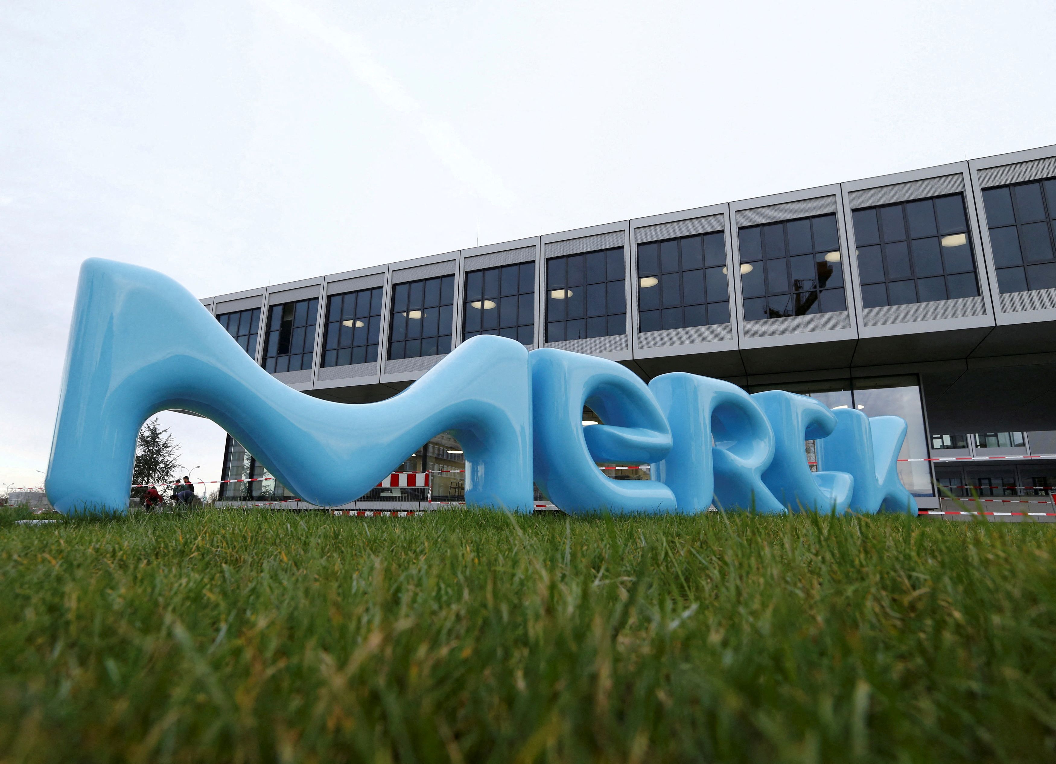 A logo of drugs and chemicals group Merck KGaA is pictured in Darmstadt