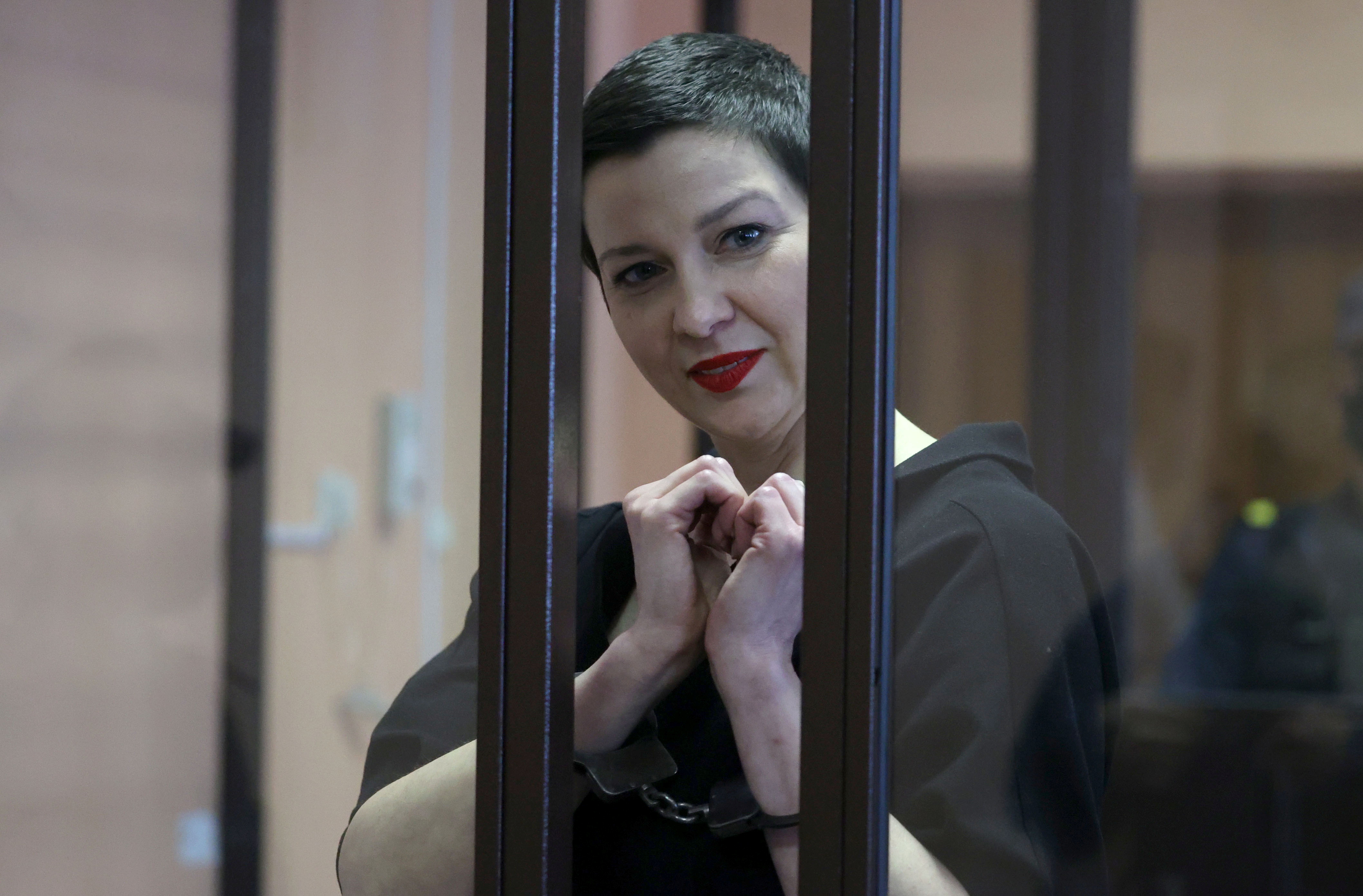 Belarusian opposition politician Maria Kolesnikova attends a court hearing in Minsk