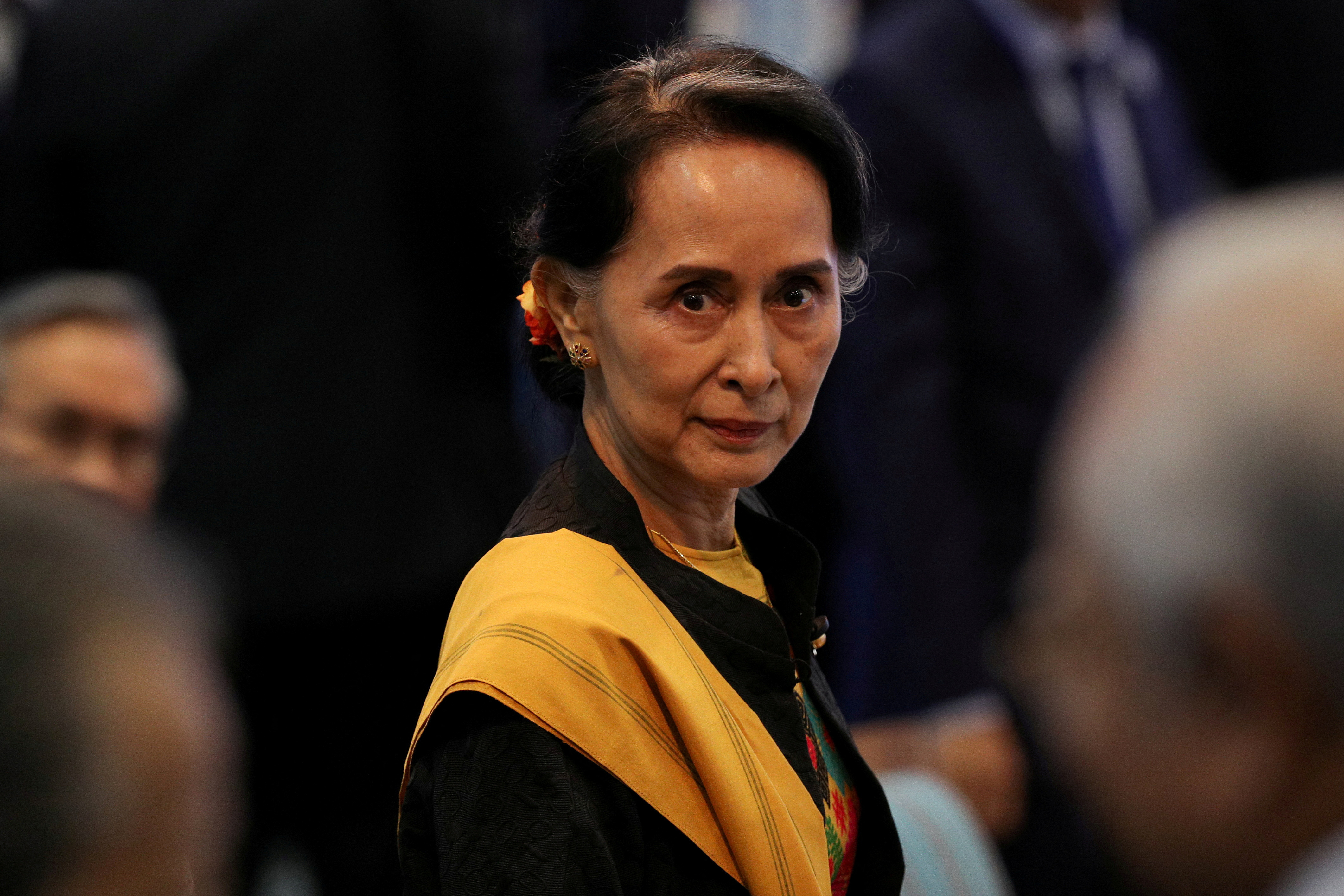 Myanmar State Counselor Suu Kyi attends the opening session of the 31st ASEAN Summit in Manila