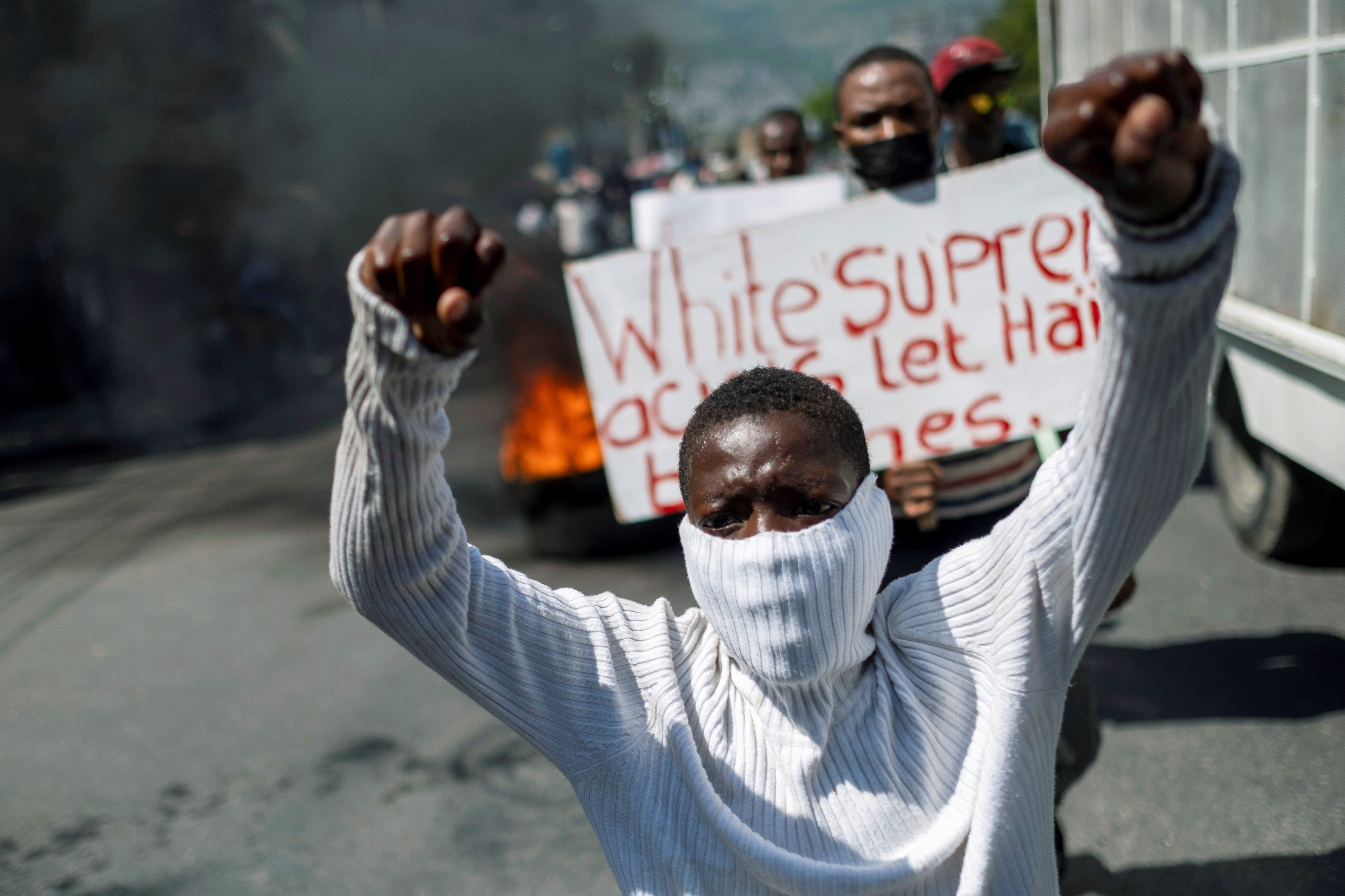 People protest against the U.S. on streets of Port-au-Prince