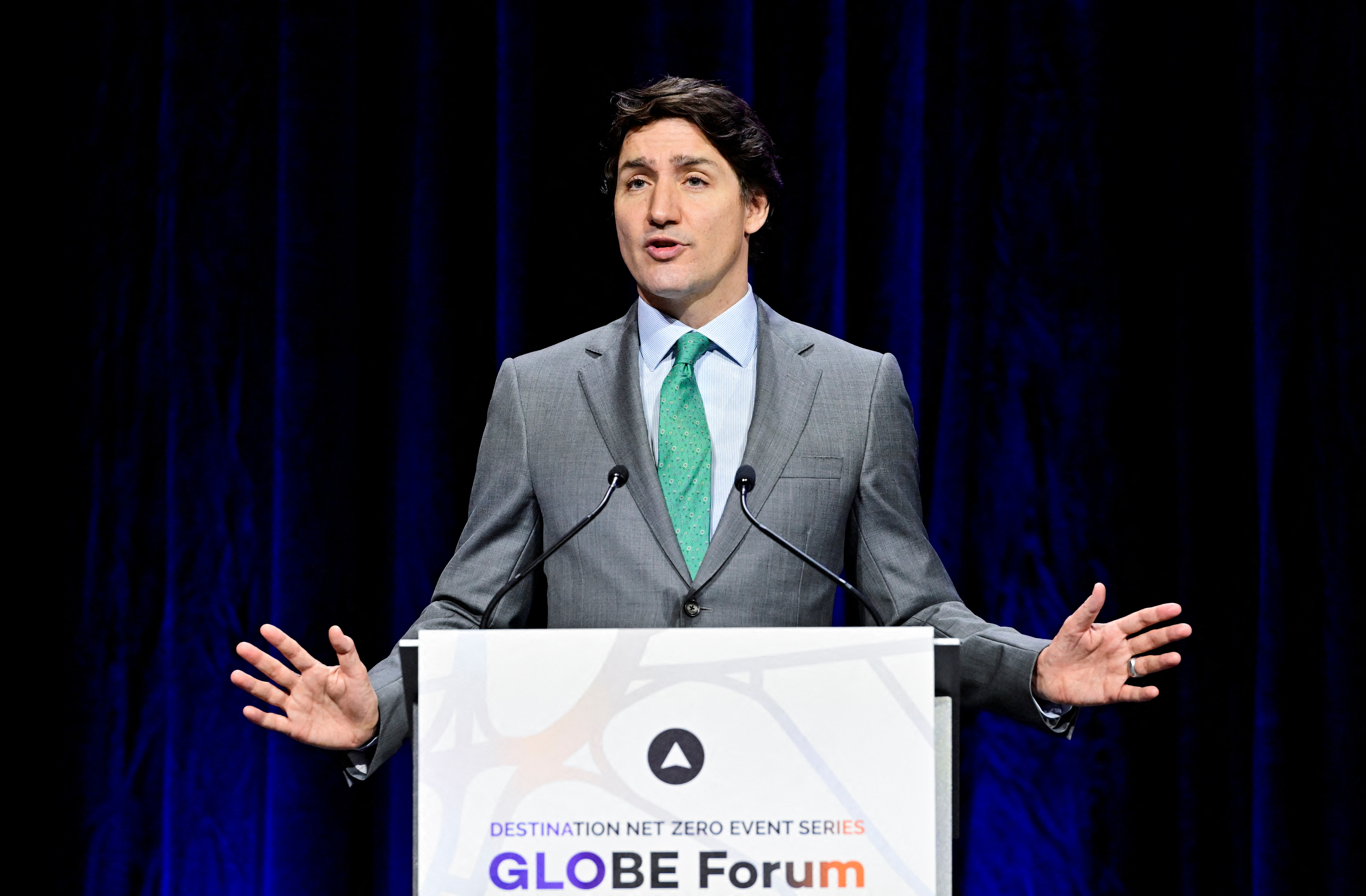 Canada's Prime Minister Trudeau makes a climate speech in Vancouver