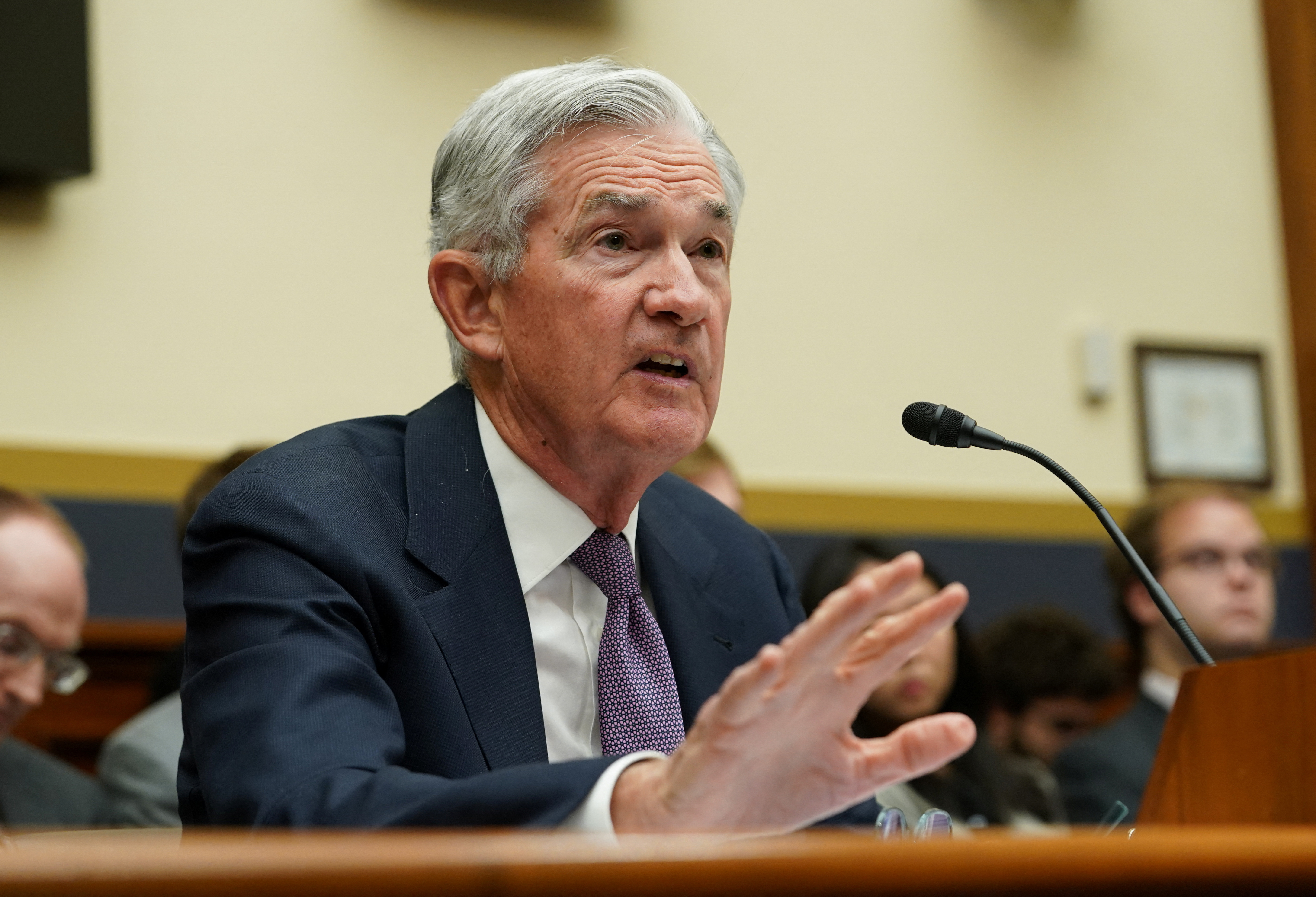 Federal Reserve Chair Jerome Powell testifies at a hearing on Capitol Hill in Washington
