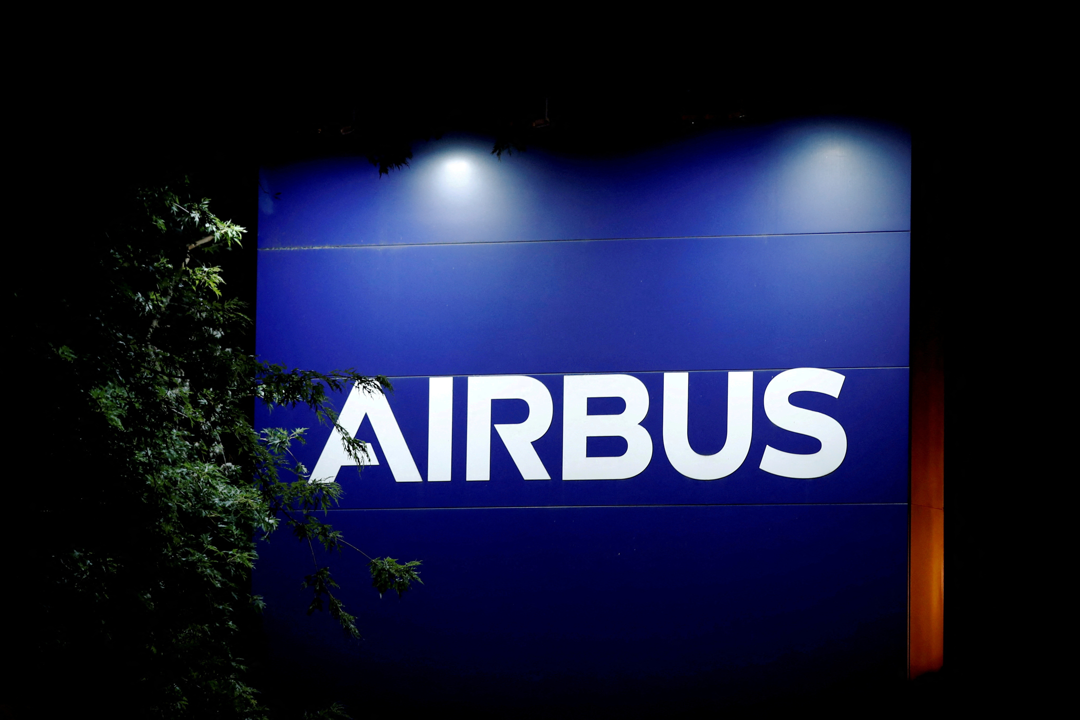 FILE PHOTO: FILE PHOTO: A logo of Airbus is seen at the entrance of its factory in Blagnac near Toulouse