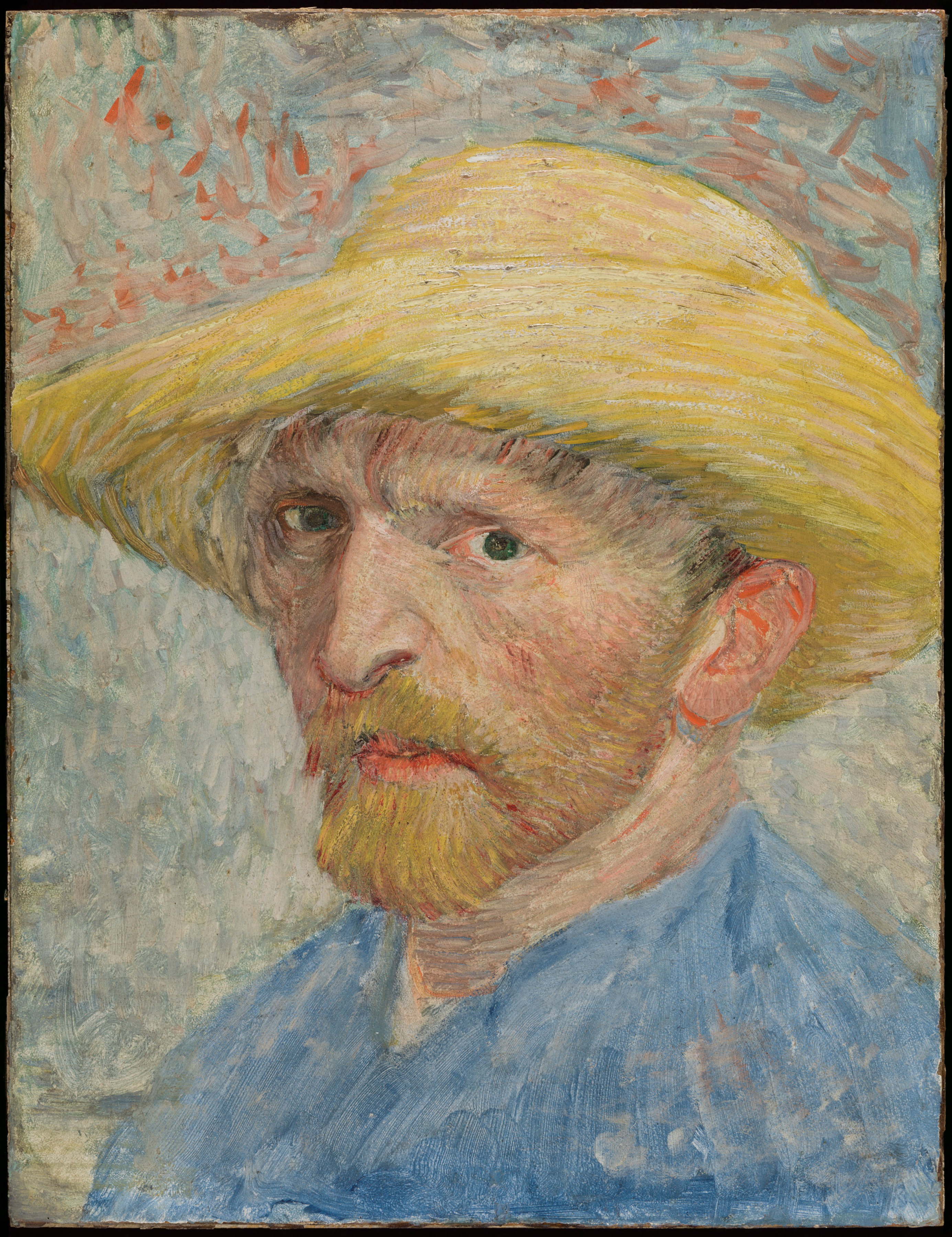 Self-portrait with straw hat, 1887 painting by Vincent van Gogh (1853-1890) obtained on June 30, 2021. Courtesy of The Courtauld/Handout via REUTERS THIS IMAGE HAS BEEN SUPPLIED BY A THIRD PARTY. NO NEW USES AFTER JULY 30, 2021.