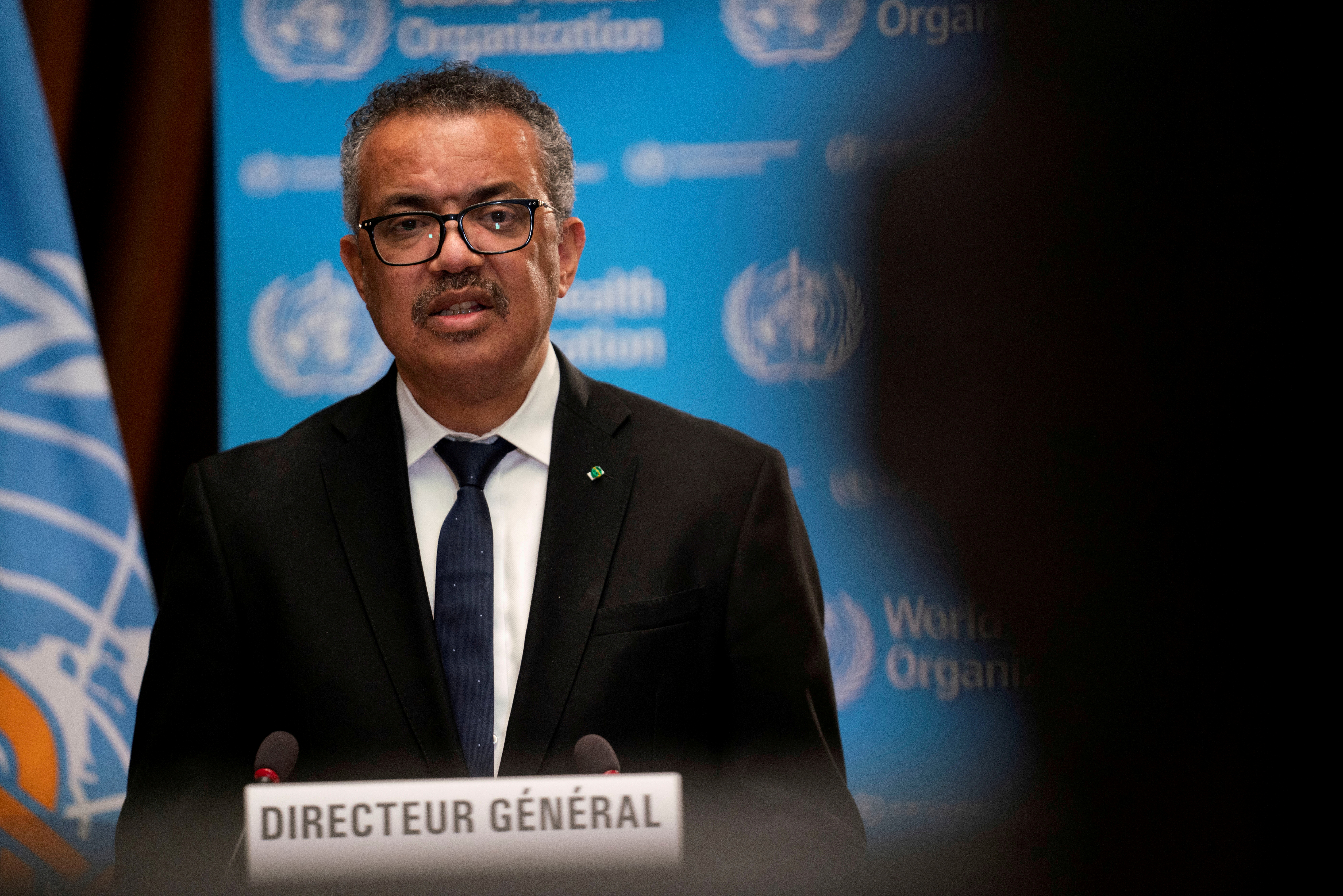 Tedros Adhanom Ghebreyesus, Director General of the World Health Organization (WHO) speaks during the opening of the 148th session of the Executive Board on the coronavirus disease (COVID-19) outbreak in Geneva, Switzerland, January 18, 2021. Christopher Black/WHO/Handout/File Photo