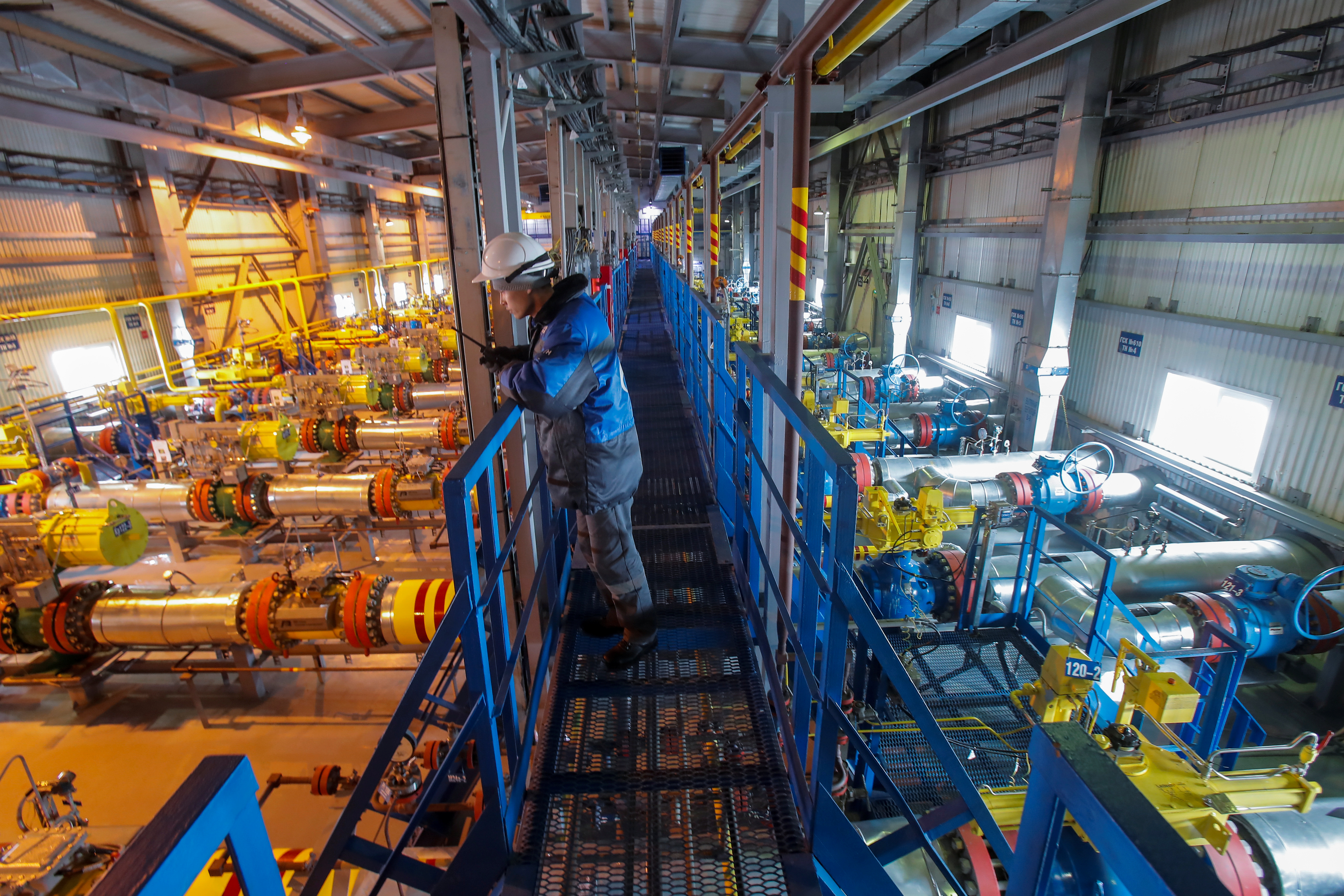 A view shows Gazprom's gas processing facility at Bovanenkovo gas field