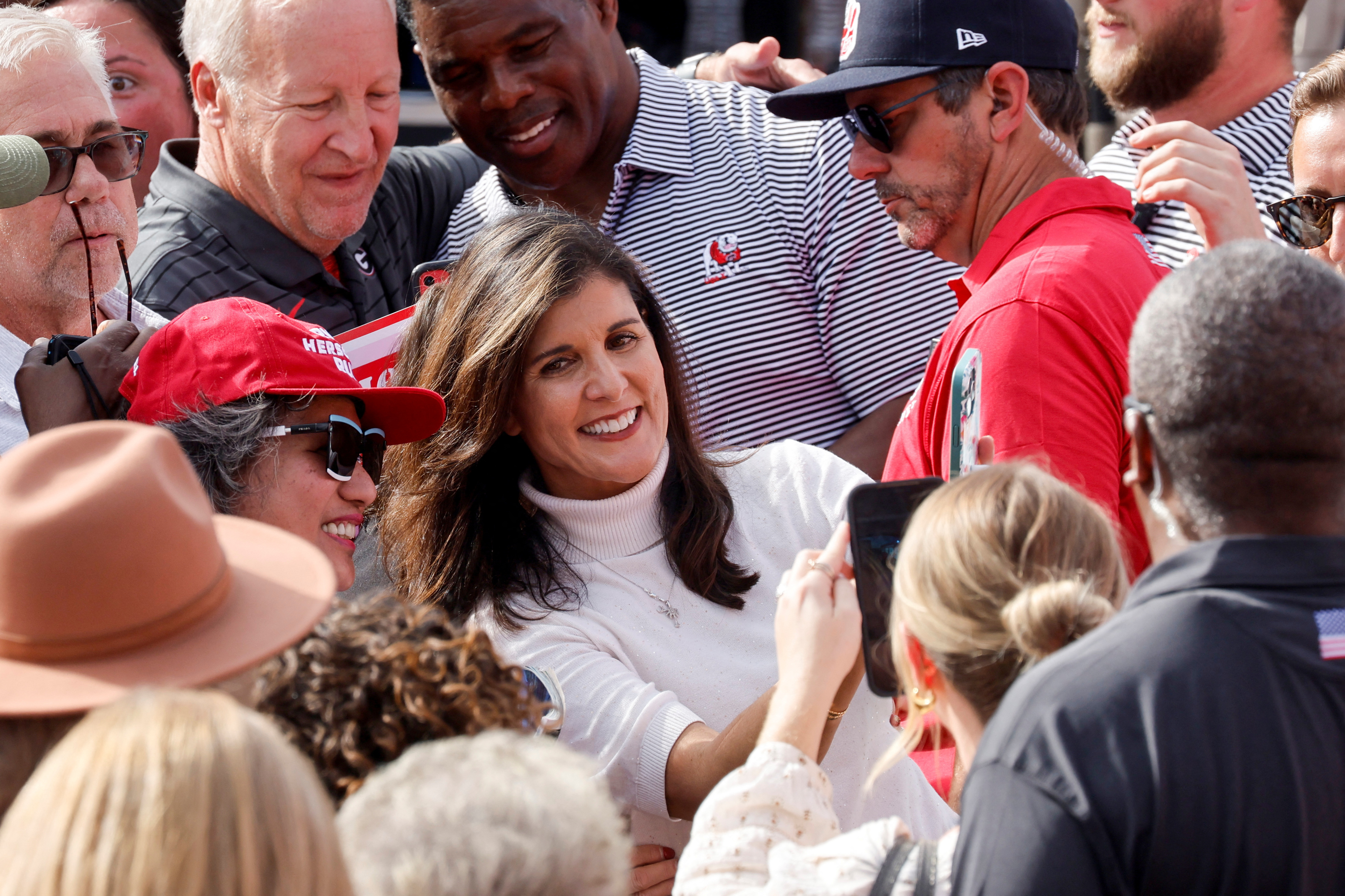 Former U.S. Ambassador to the U.N. Haley campaigns for Republican candidate for U.S. Senate Walker at a rally in Hiram, Georgia