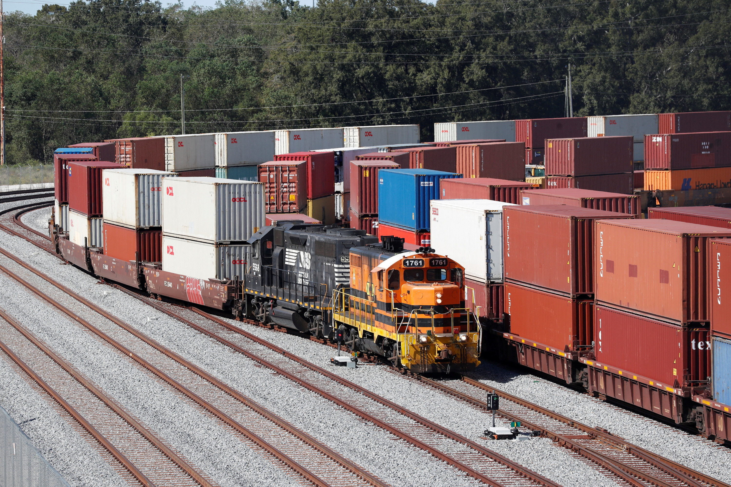 Containers are stored at the Port of Savannah