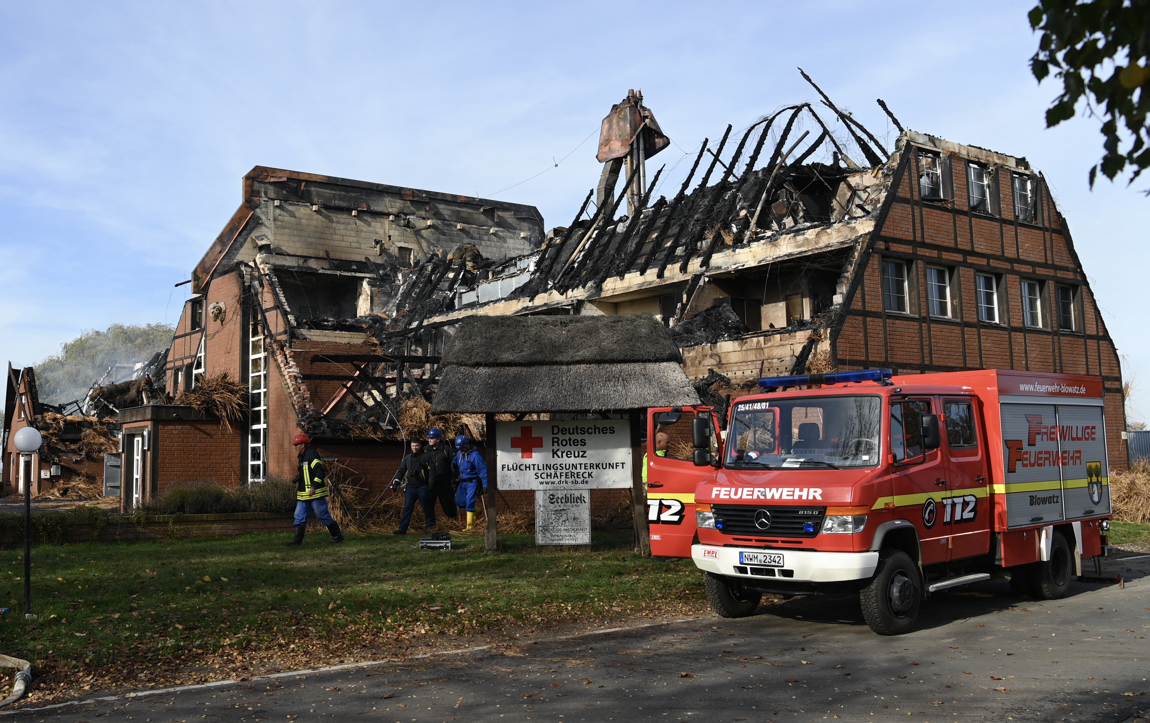 Burnt house for Ukrainian refugees in Gross Stroemkendorf