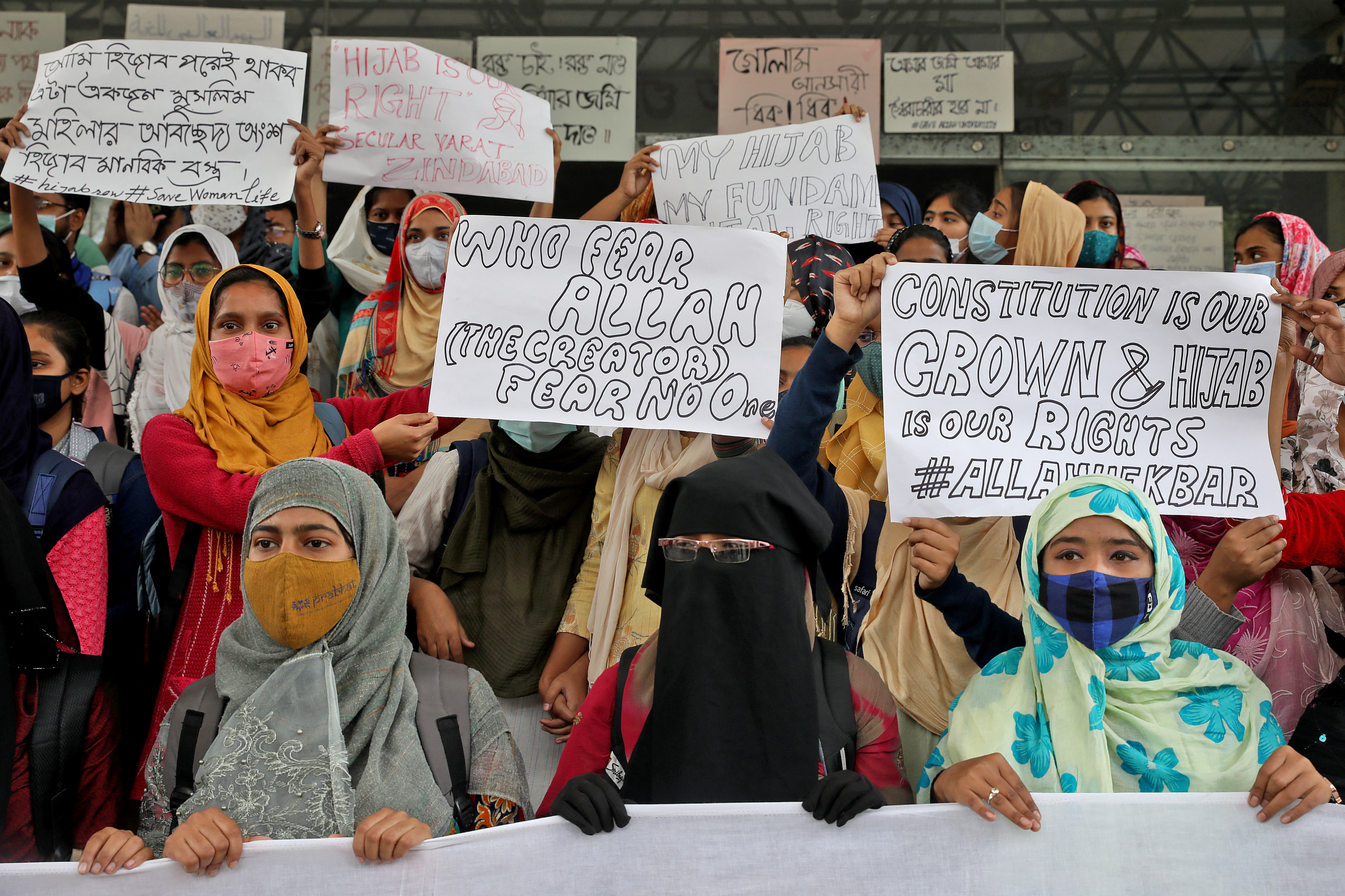 Protest against the recent hijab ban, in Kolkata