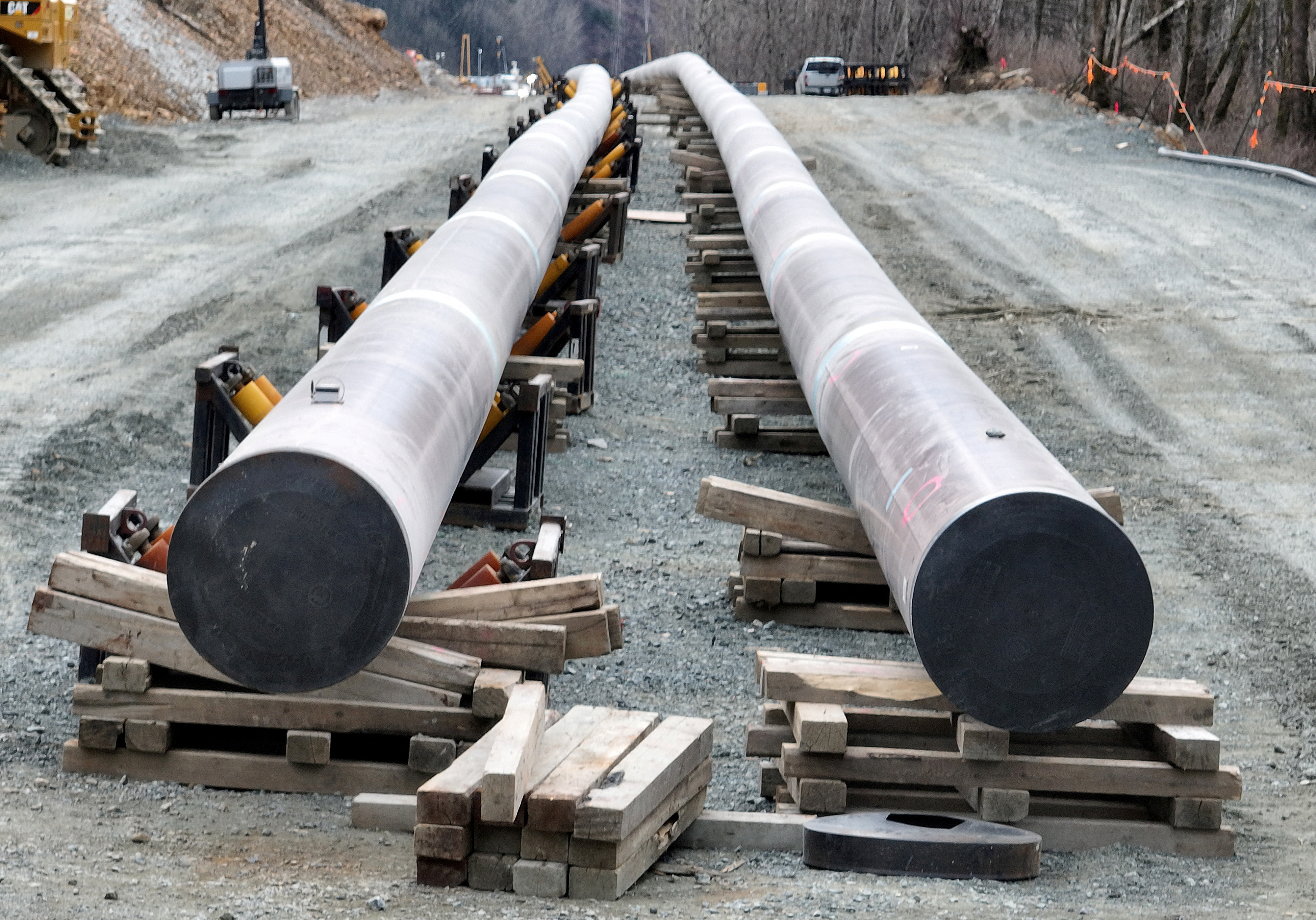 The last section of pipeline is assembled on the Trans Mountain pipeline expansion project near Laidlaw
