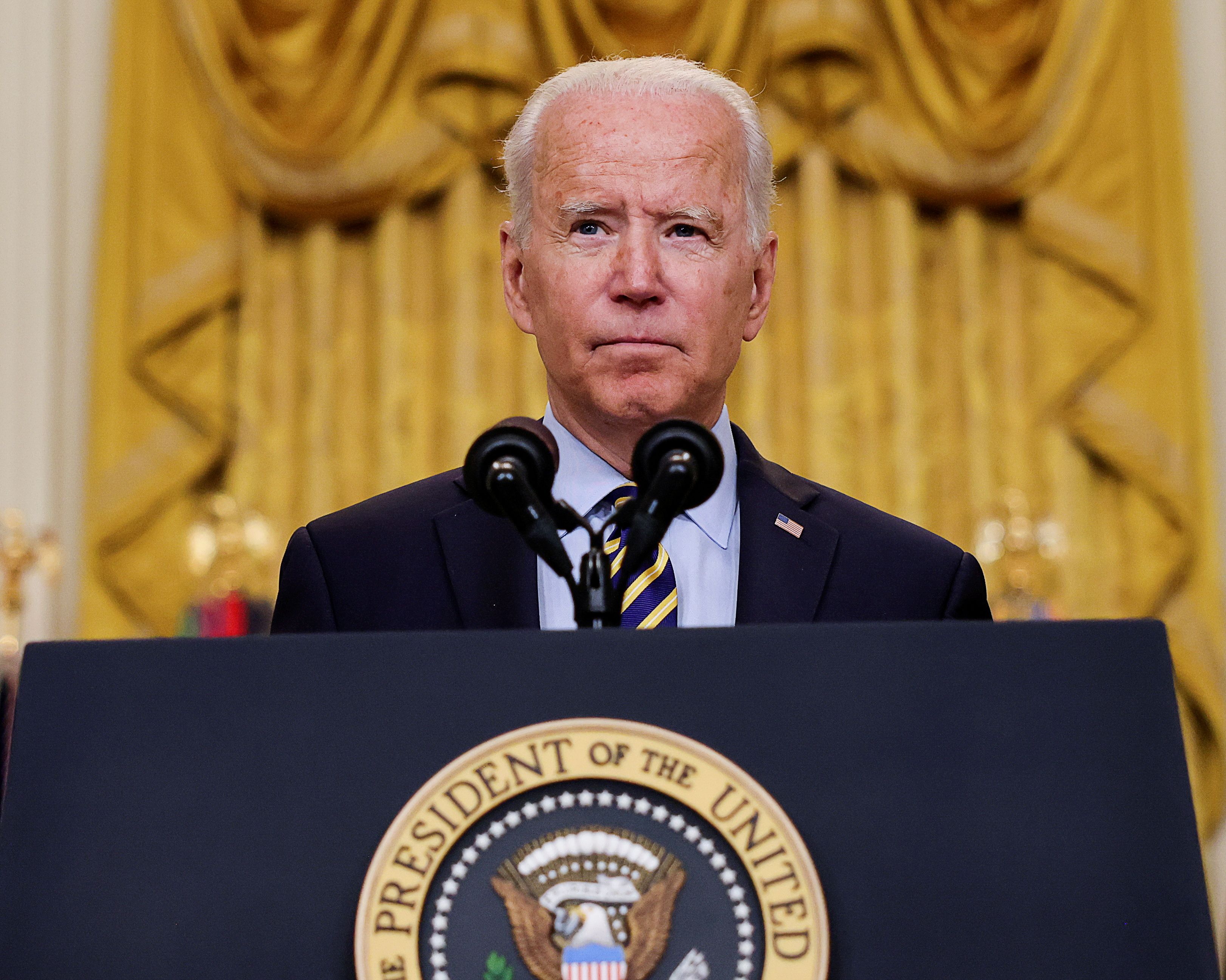 U.S. President Biden speaks about U.S. withdrawal from Afghanistan at the White House in Washington