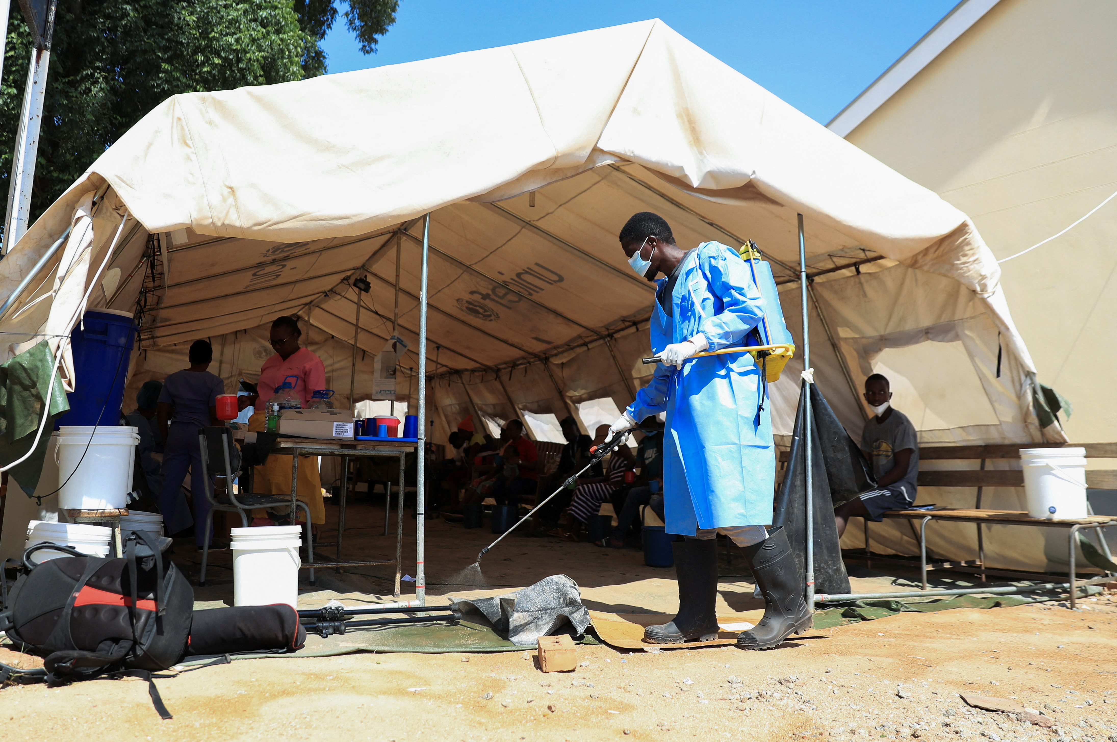 Cholera patients are treated at a local council clinic in Harare