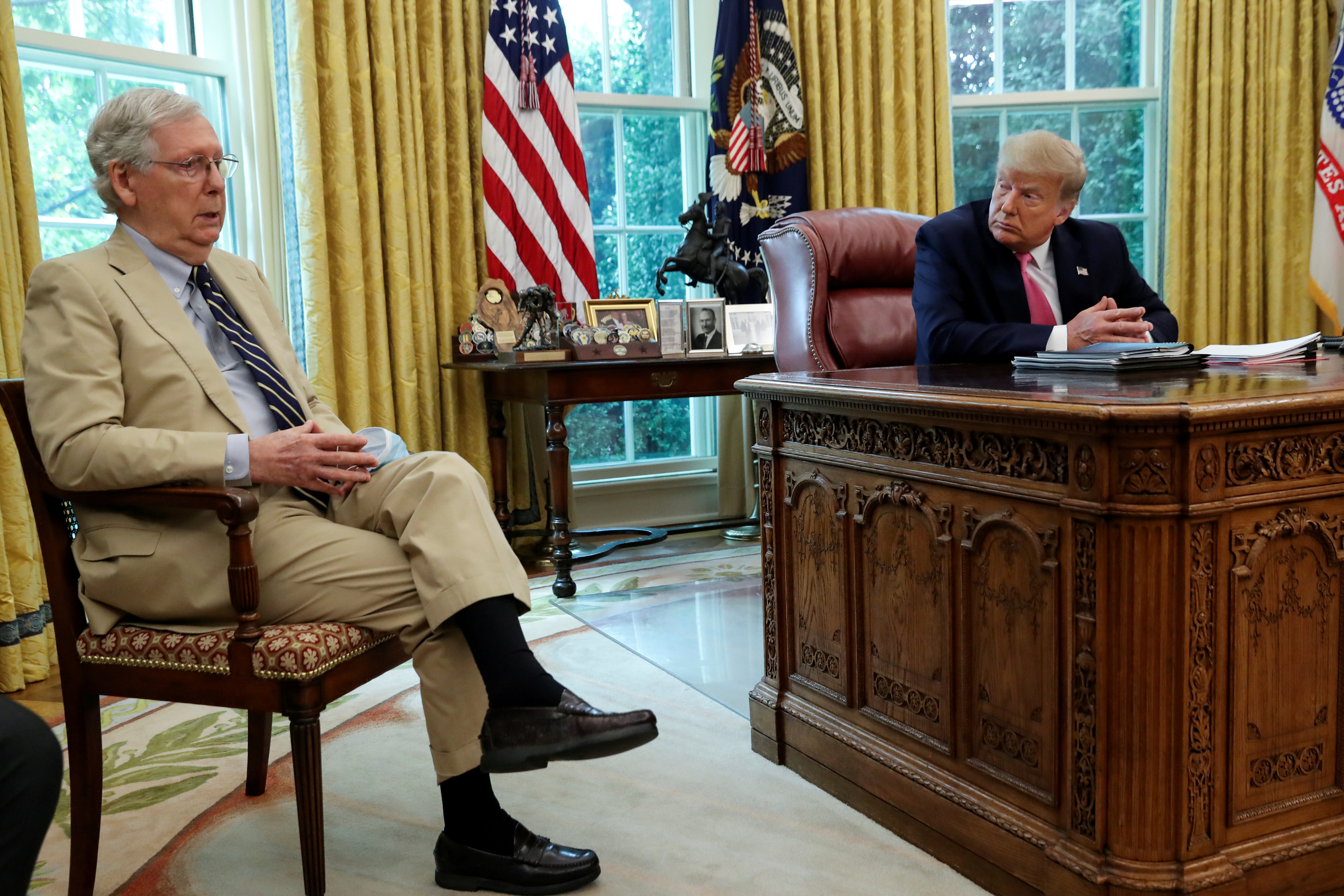 U.S. President Trump hosts meeting to discuss coronavirus aid legislation at the White House in Washington