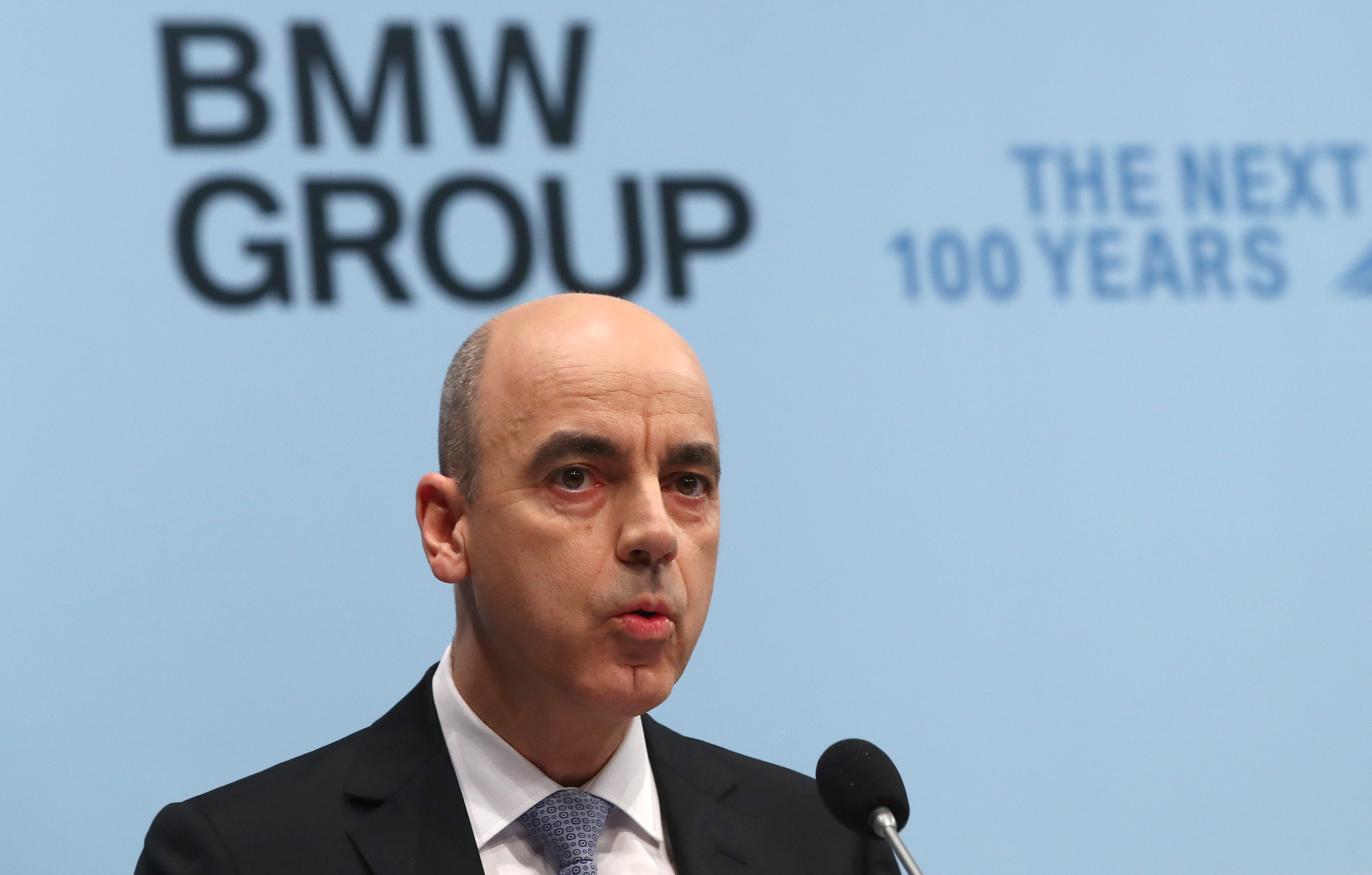 BMW CFO Peter addresses the company's annual news conference in Munich