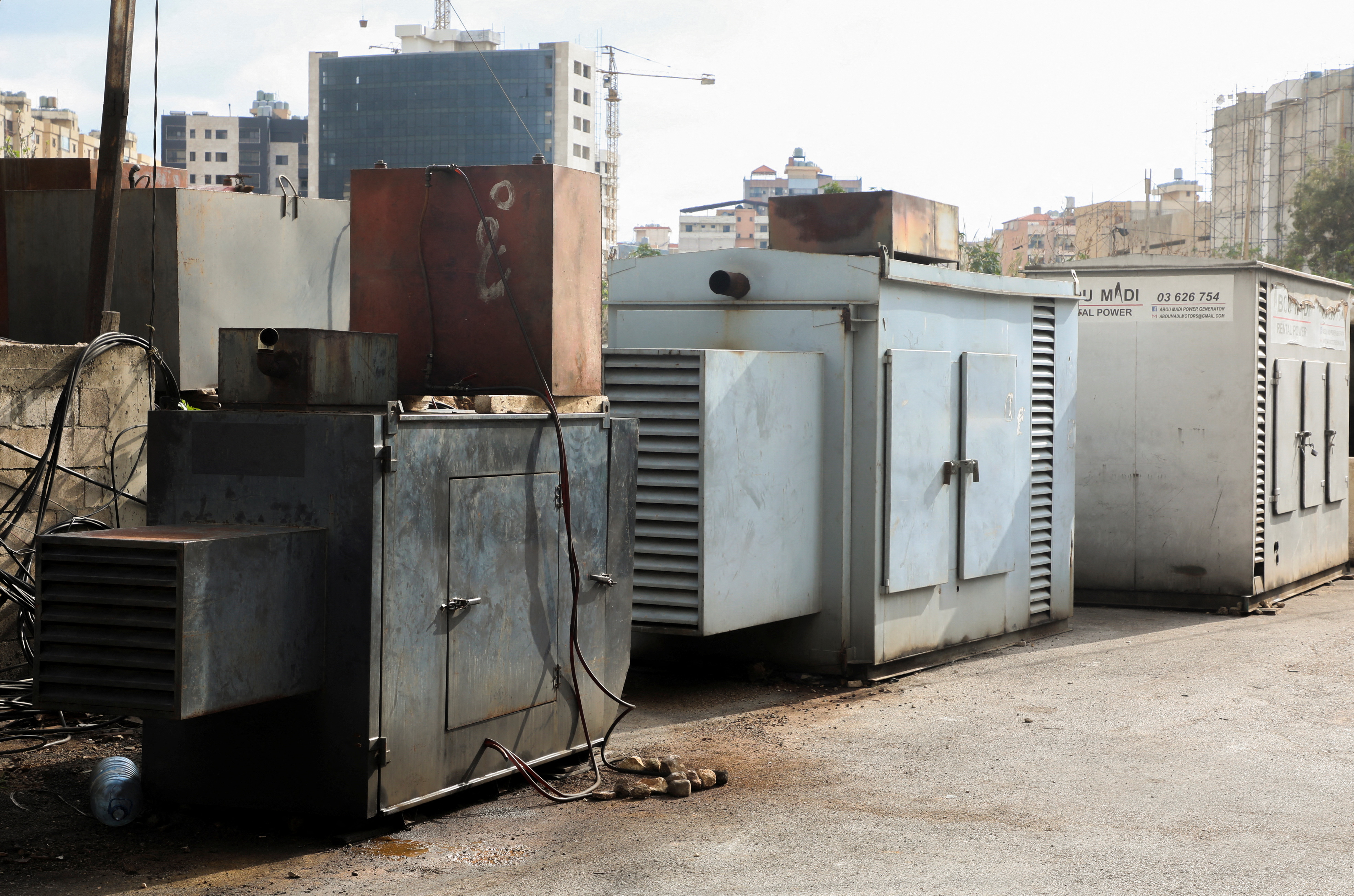 A view shows private generators, which provide electricity, in Beirut