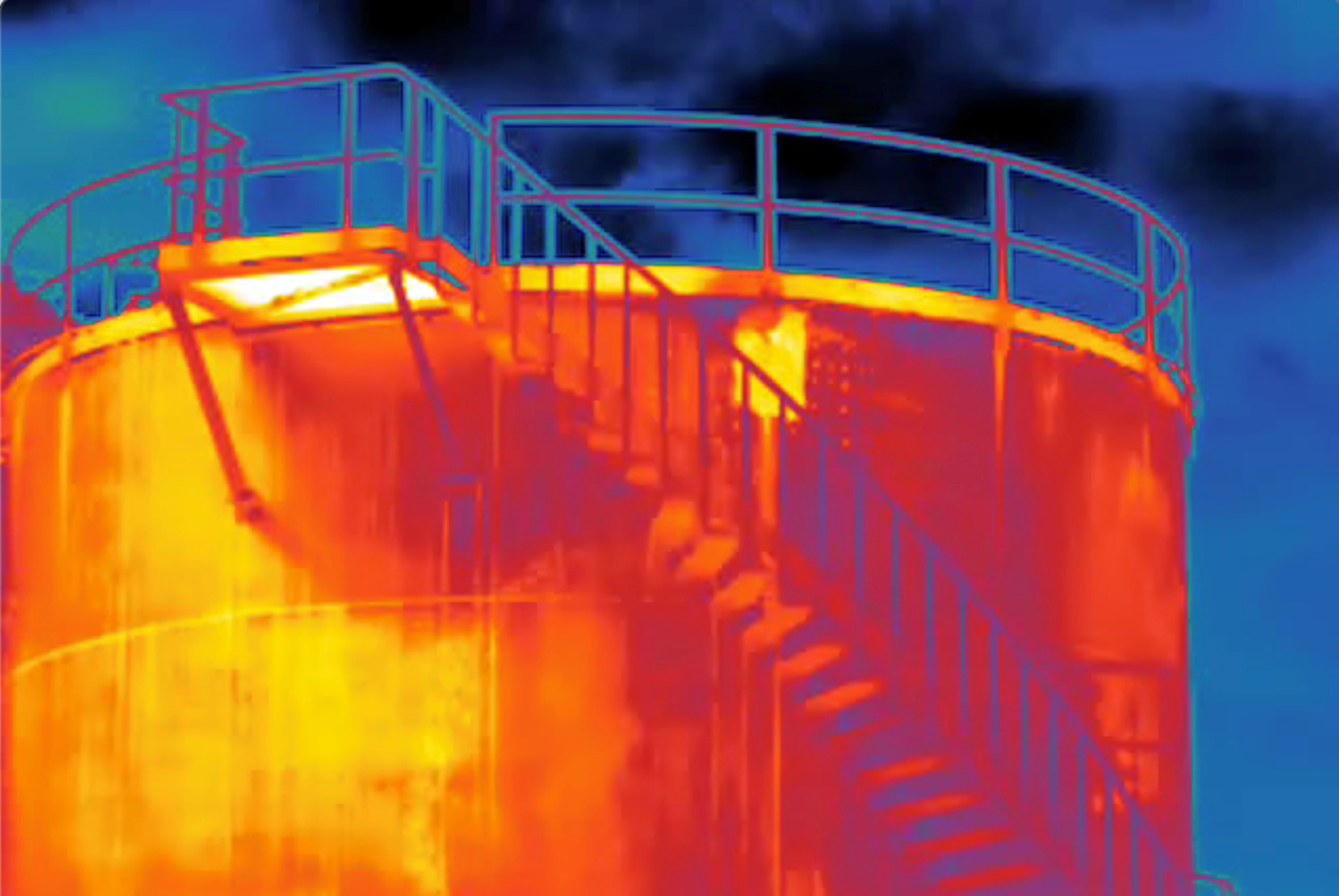 A handout screen grab from thermographic video footage shot with an infrared camera at the Eni gas plant near Pineto