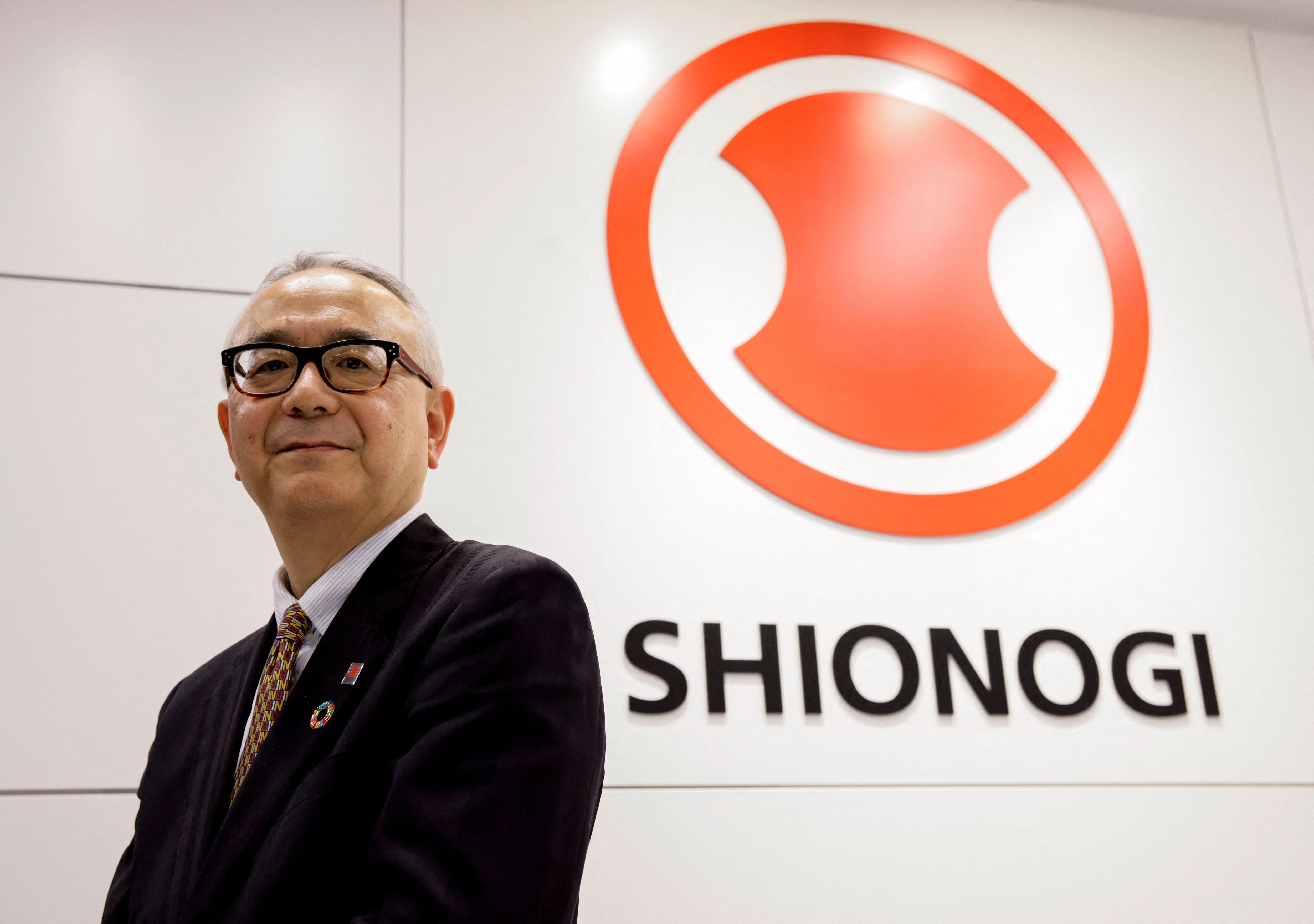 President and CEO of Shionogi & Co Ltd Isao Teshirogi poses during an interview with Reuters in Tokyo