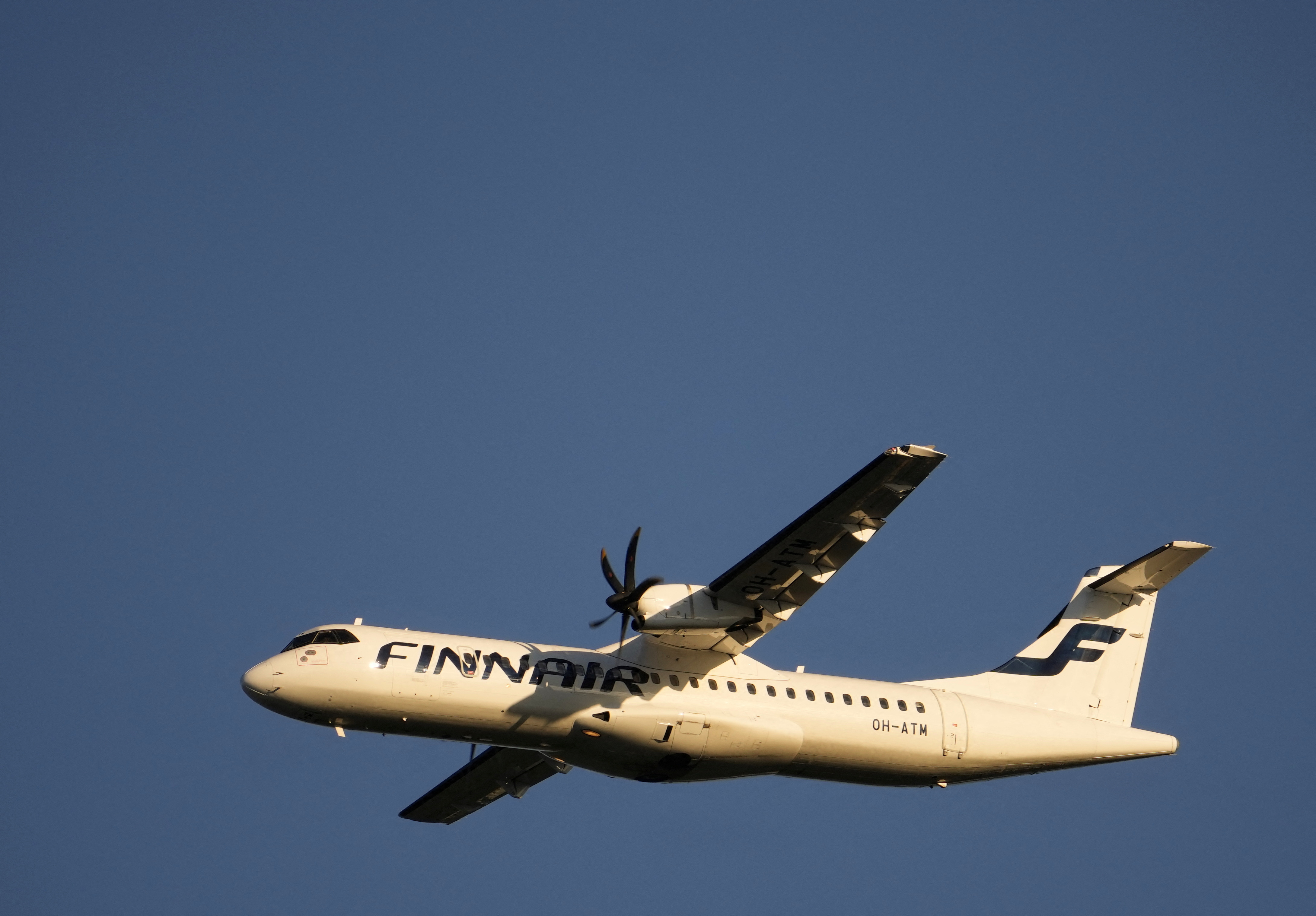 Finnair ATR 72-500 plane takes off from Vilnius international airport