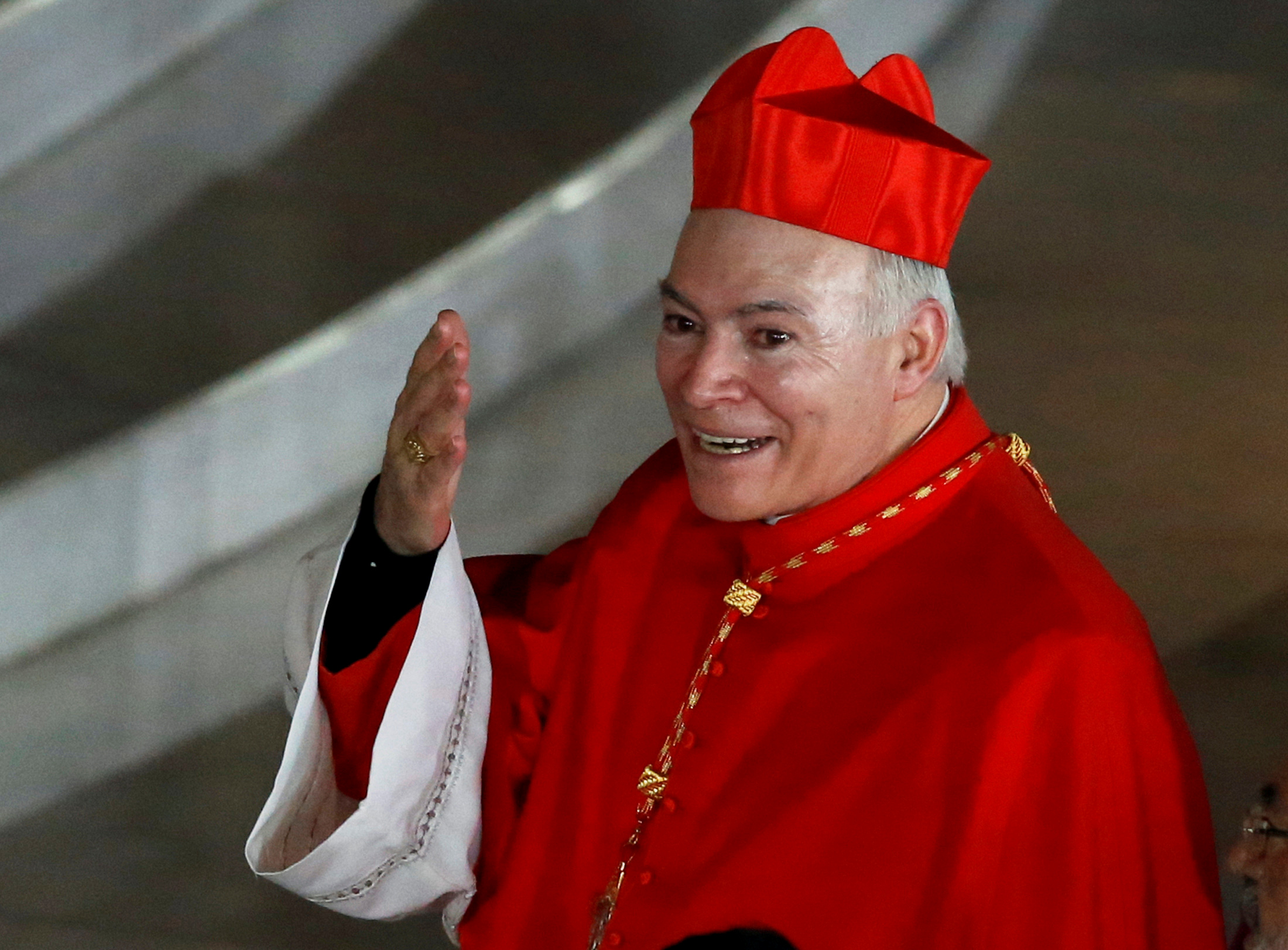 Cardinal Retes arrives to take part in the inauguration ceremony as Mexico's new Archbishop, in Mexico City