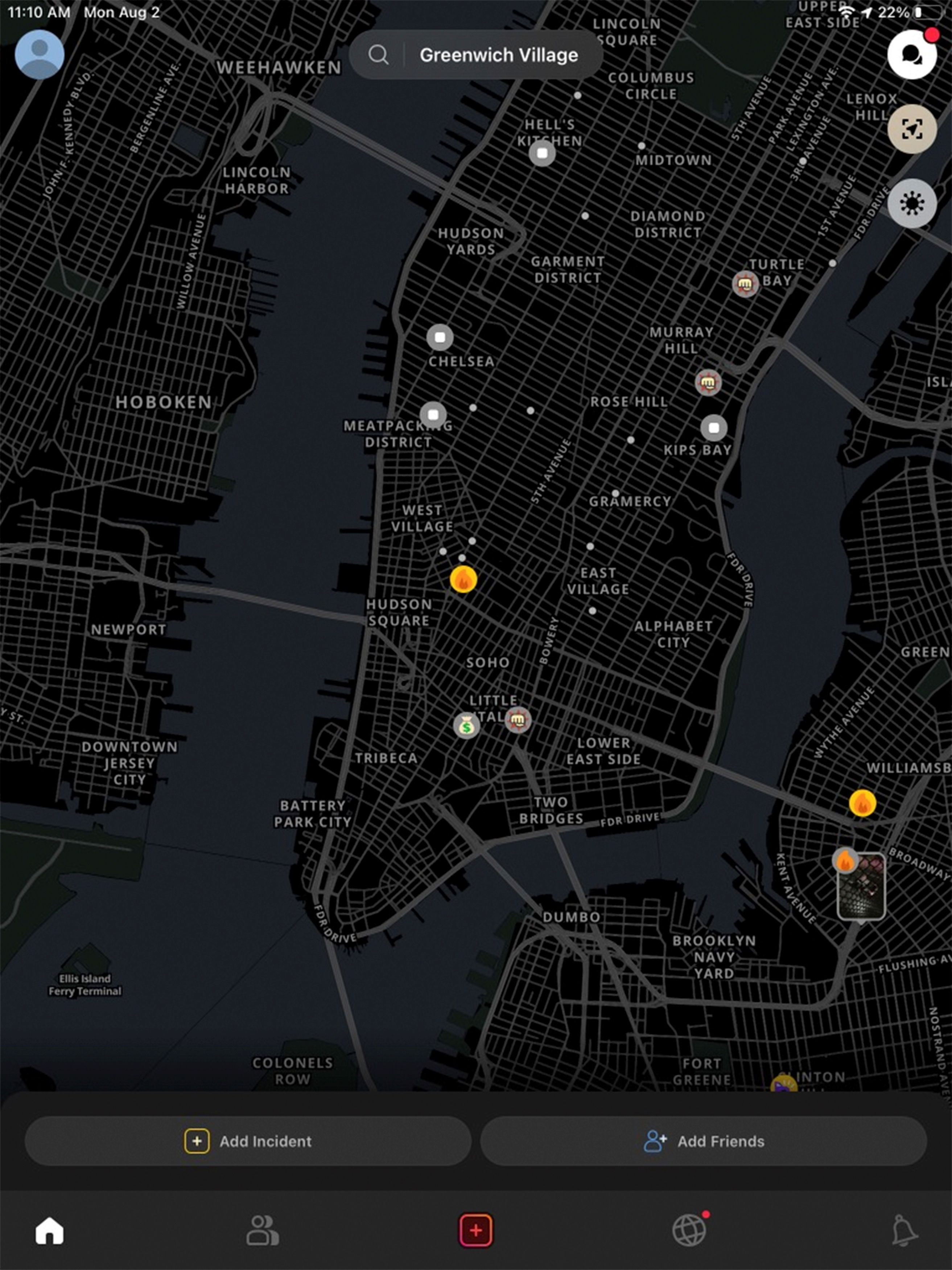 Incident alerts are seen in the New York City area on the Citizen app in this picture illustration