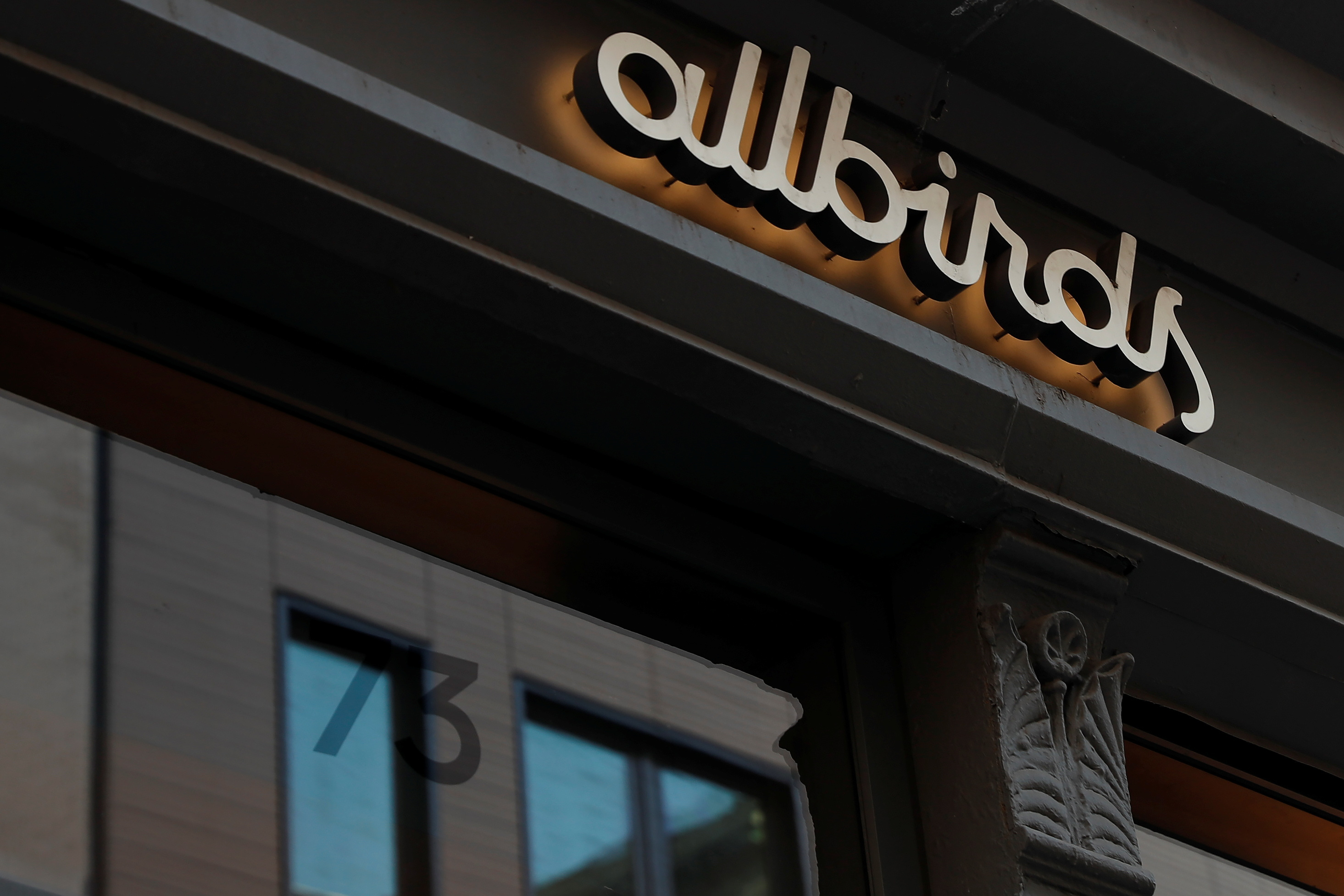 The Allbirds flagship store sign is seen in Manhattan, New York City, U.S., September 7, 2021.