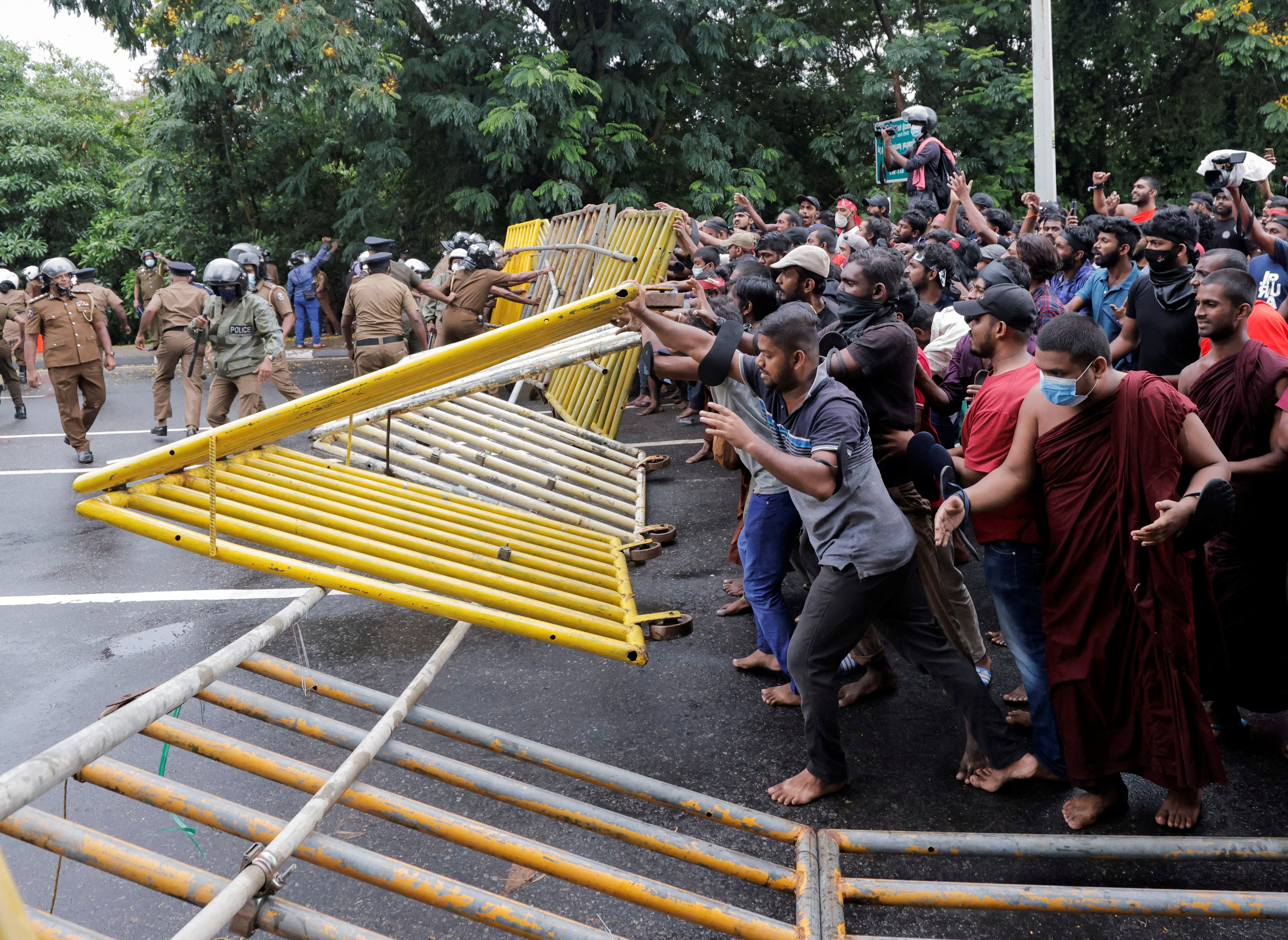 Protest against Sri Lankan President Gotabaya Rajapaksa near the parliament, in Colombo