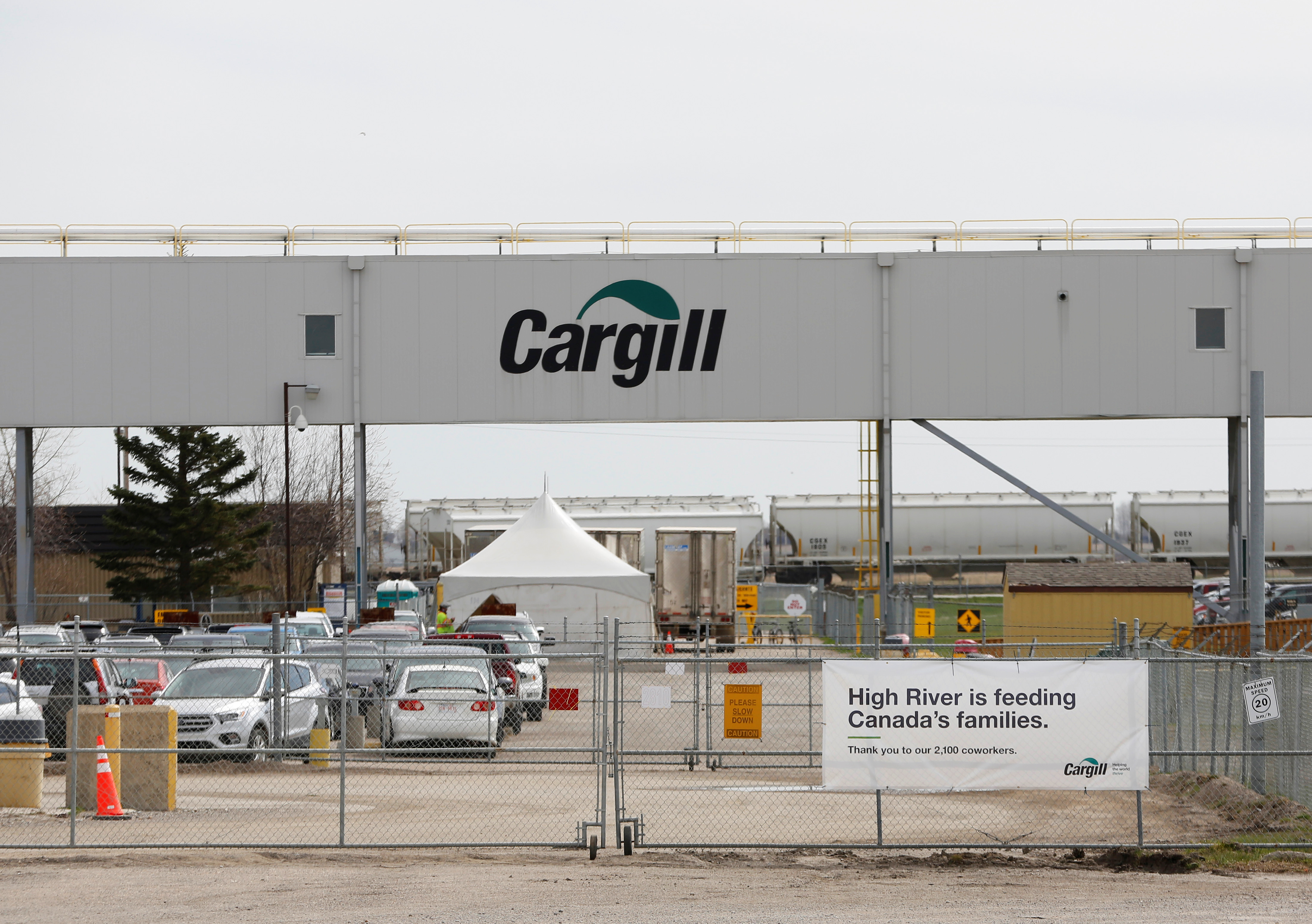 The Cargill meat-packing plant where there was an outbreak of coronavirus disease (COVID-19) which affected the meat supply chain, in High River, Alberta, Canada May 6, 2020. REUTERS/Todd Korol