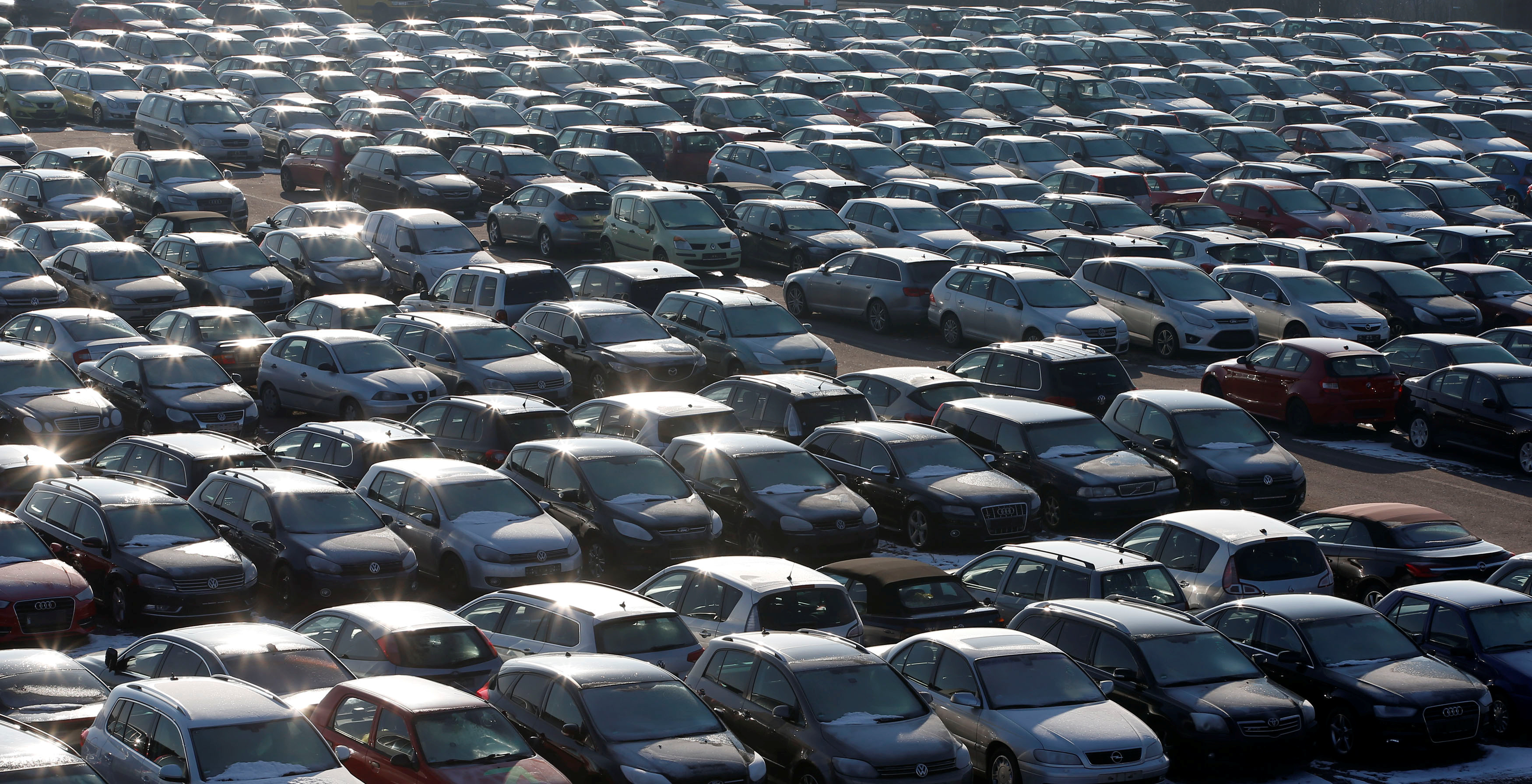 Second hand cars are pictured at the Auto1.com company grounds in Zoerbig