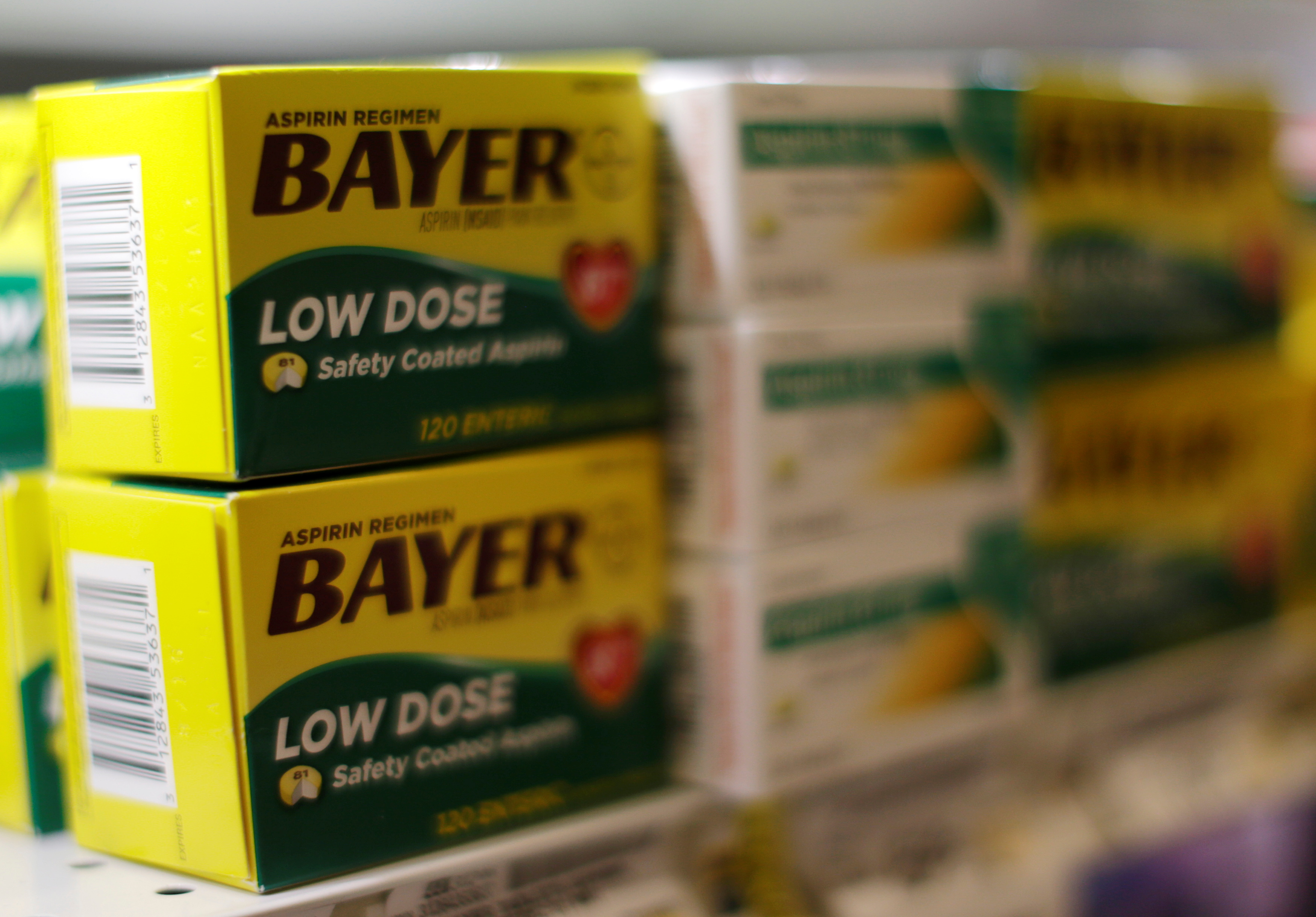 Bayer aspirin is seen at the Safeway store in Wheaton Maryland