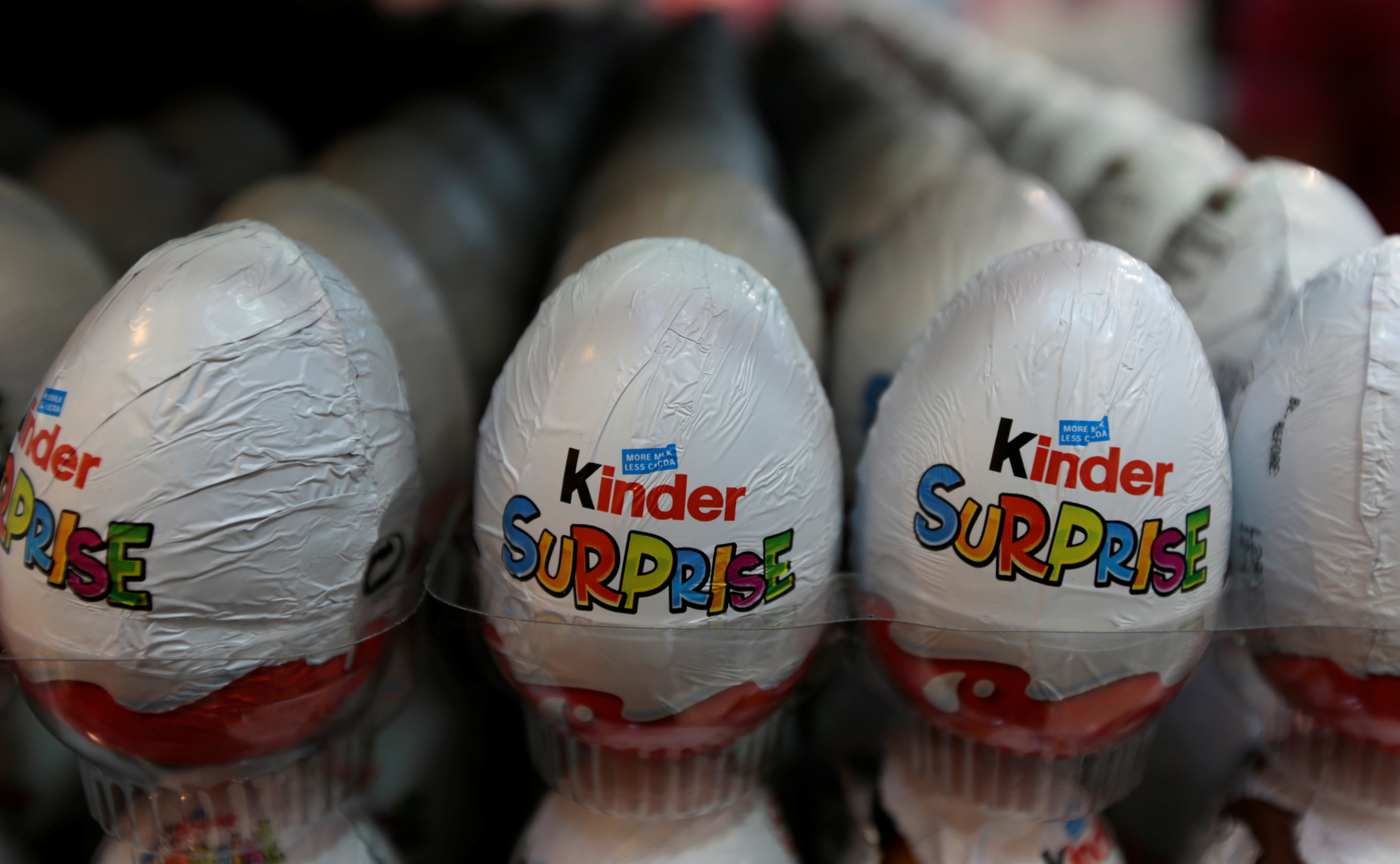 Kinder chocolate eggs are seen on display in a supermarket in Islamabad