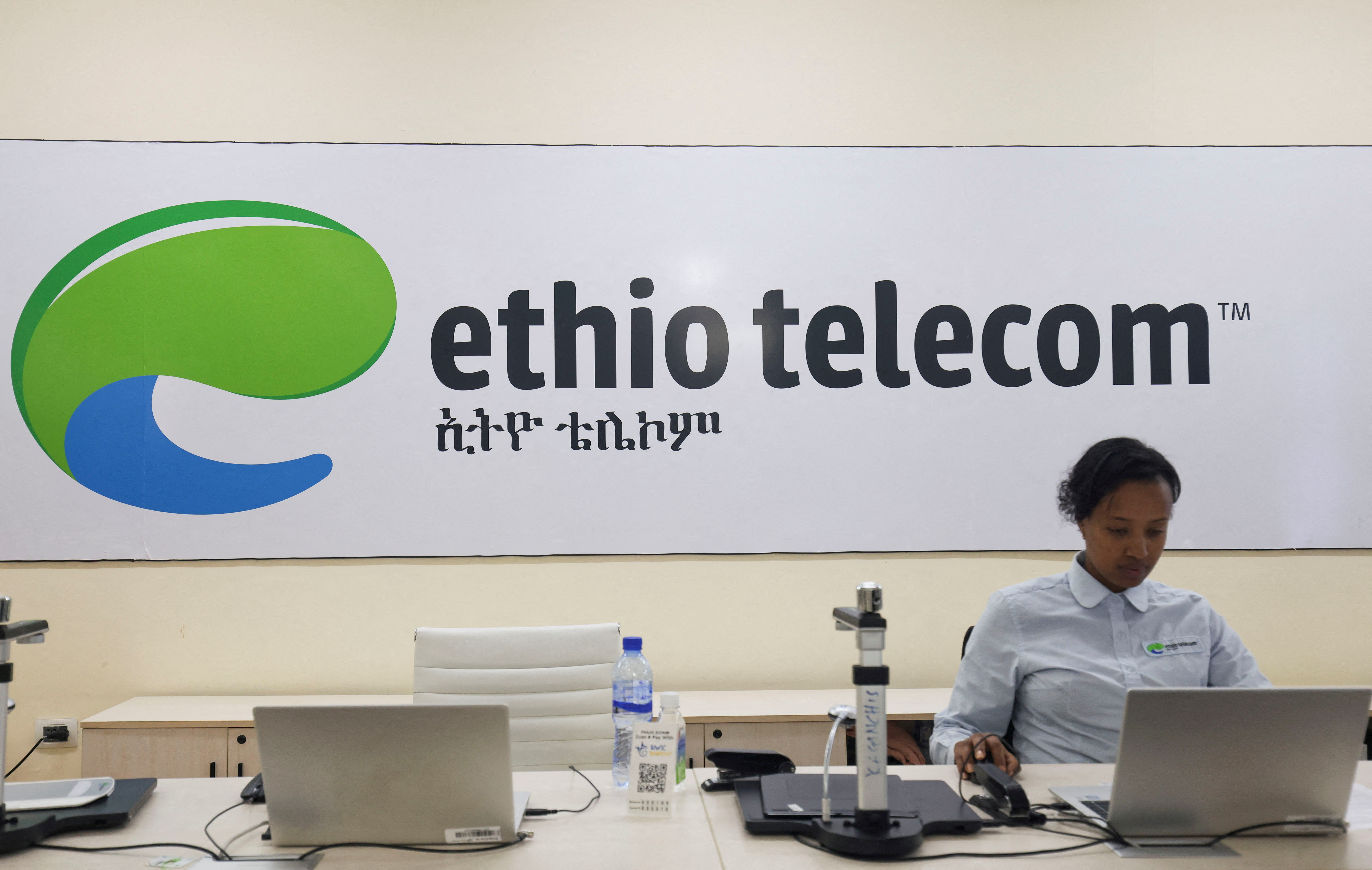 An Ethio Telecom employee at its Bole call centre in Addis Ababa