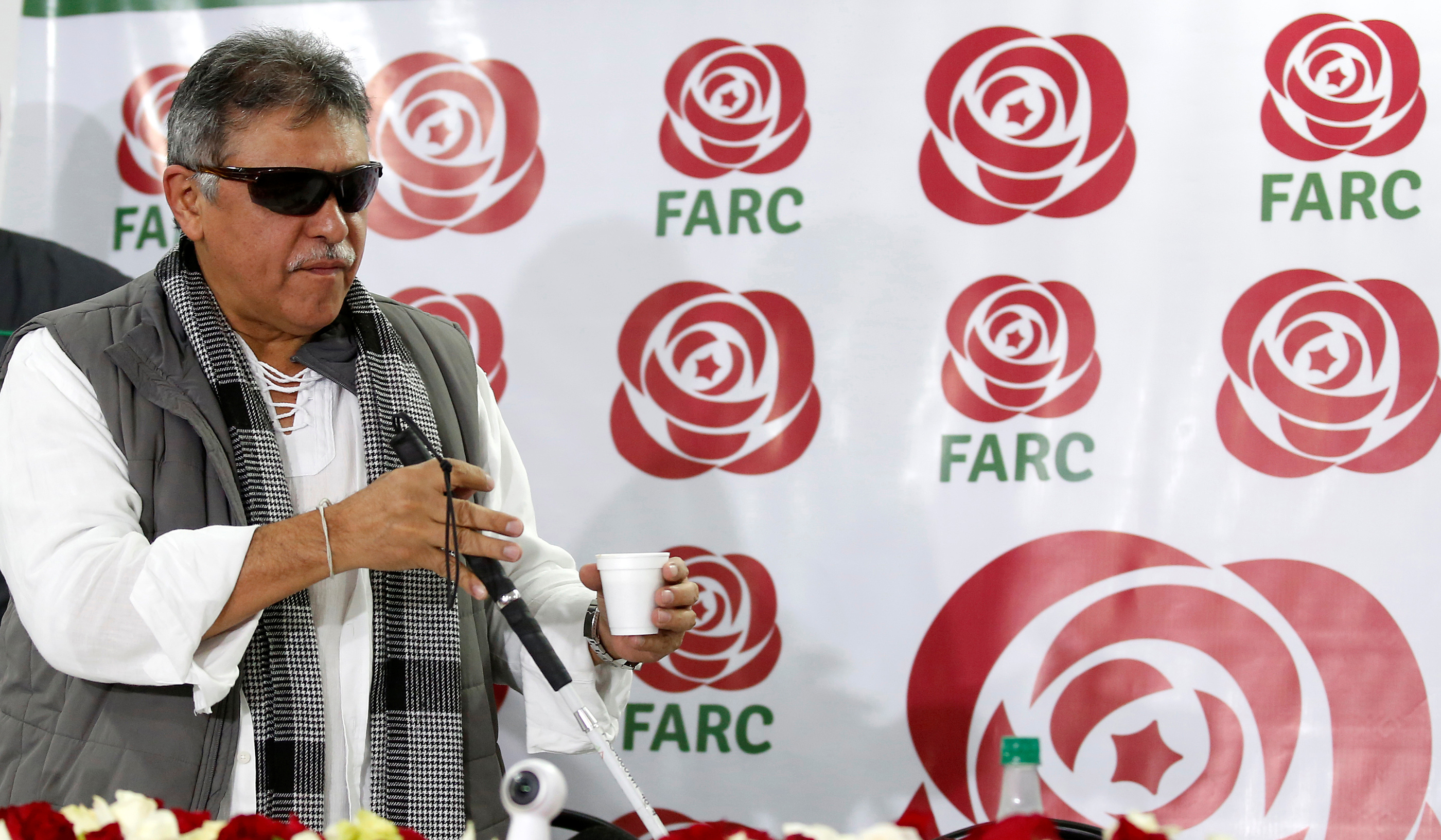 Colombia's Marxist FARC Jesus Santrich during a news conference in Bogota
