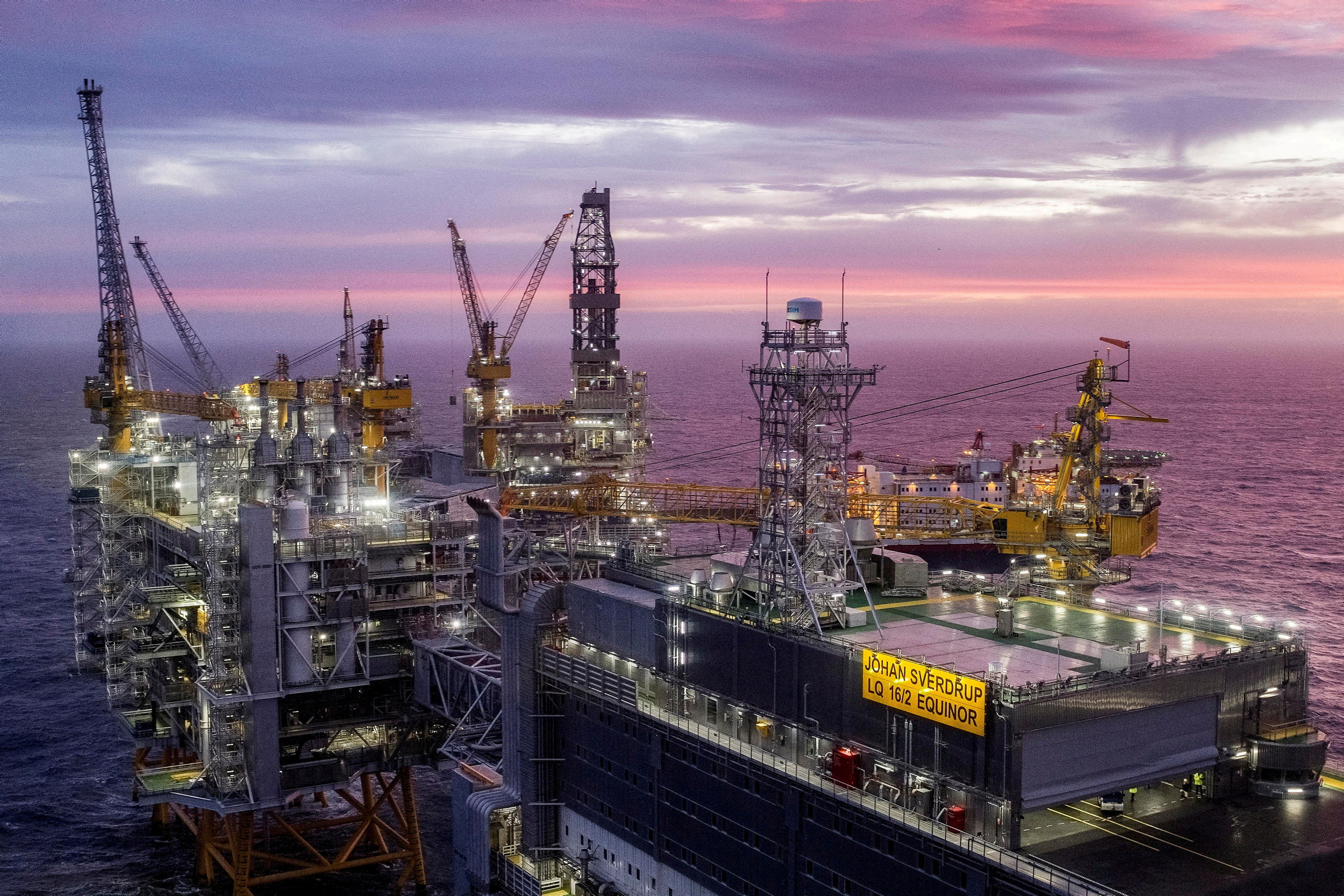 A view of the Johan Sverdrup oilfield in the North Sea