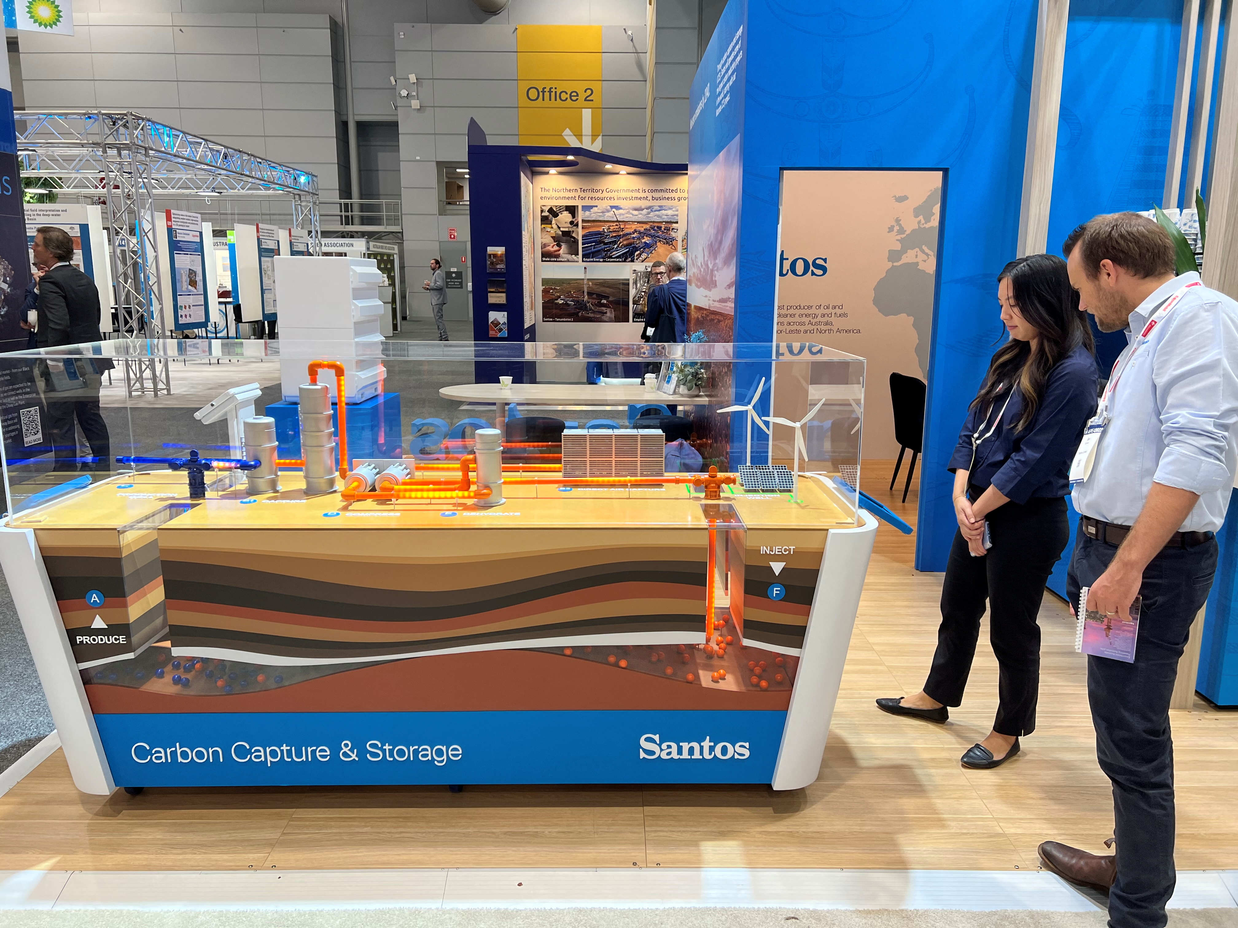 View of a model of carbon capture and storage designed by Santos Ltd, at the Australian Petroleum Production and Exploration Association conference in Brisbane