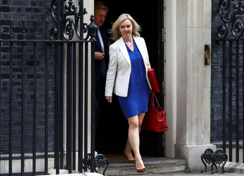 Britain's Secretary of State of International Trade and Minister for Women and Equalities Liz Truss leaves Downing Street, in London