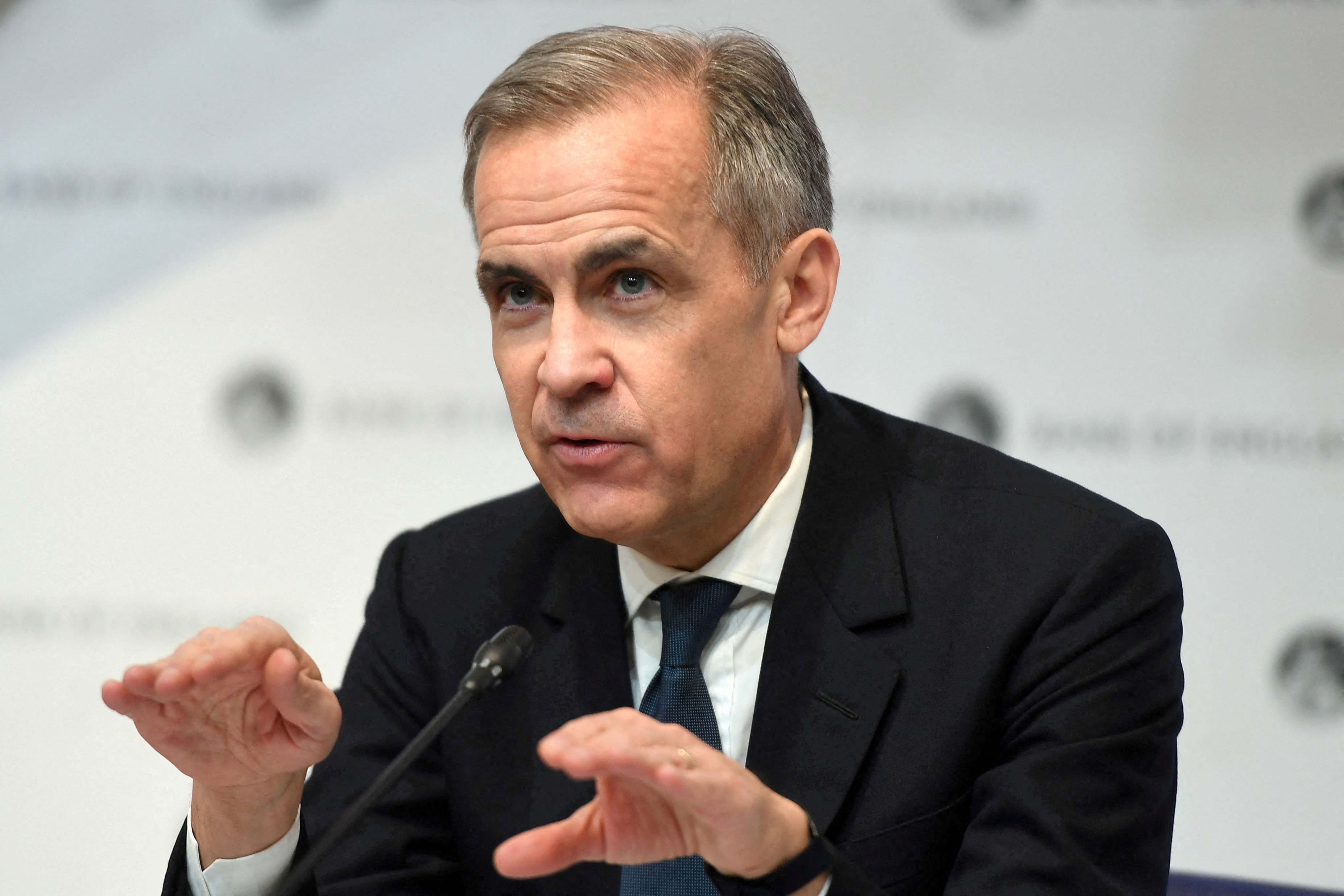 Mark Carney, Governor of the Bank of England (BOE) attends a news conference at Bank Of England in London