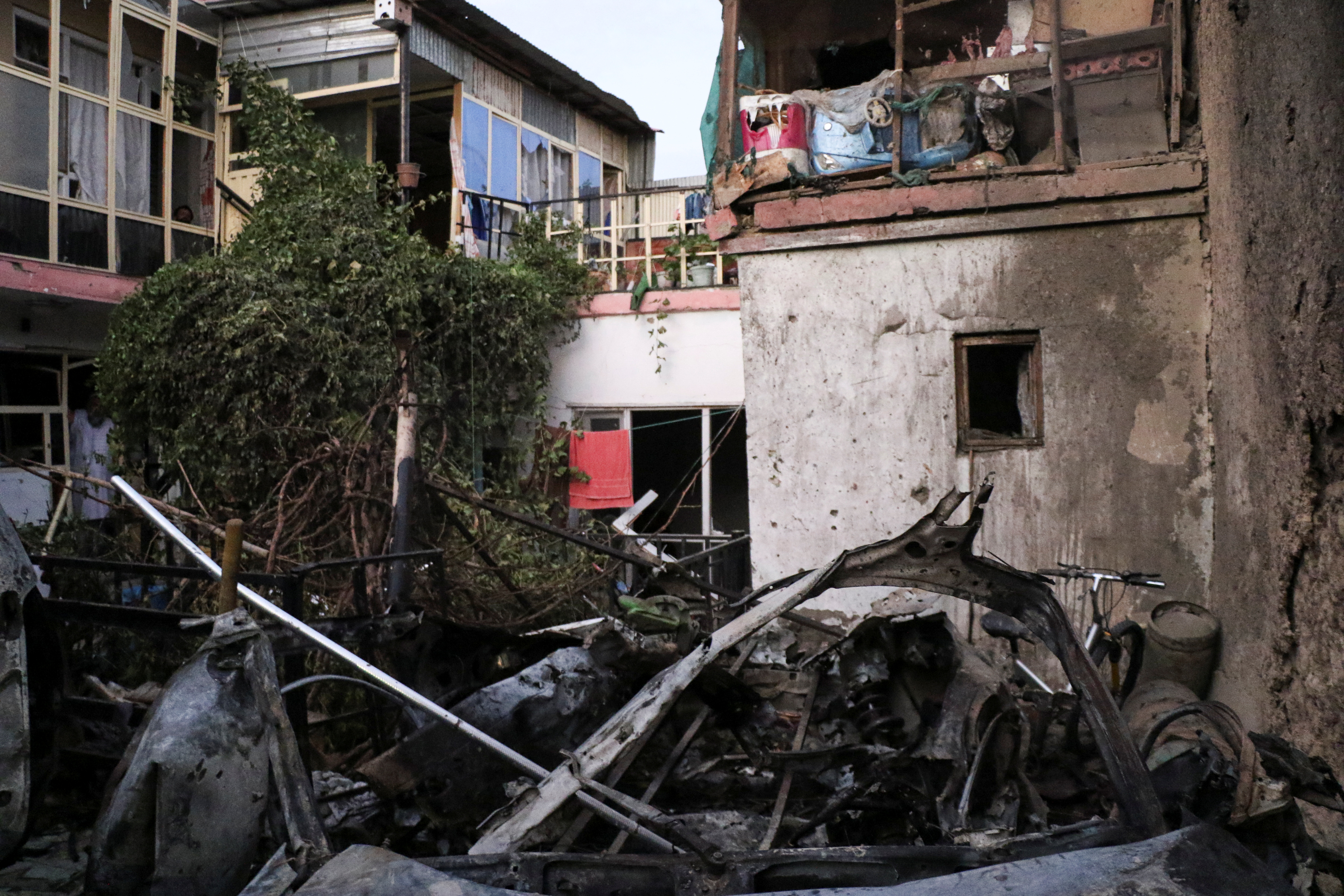General view of a residence house destroyed after a rocket attack in Kabul, Afghanistan August 29, 2021.REUTERS/Stringer 