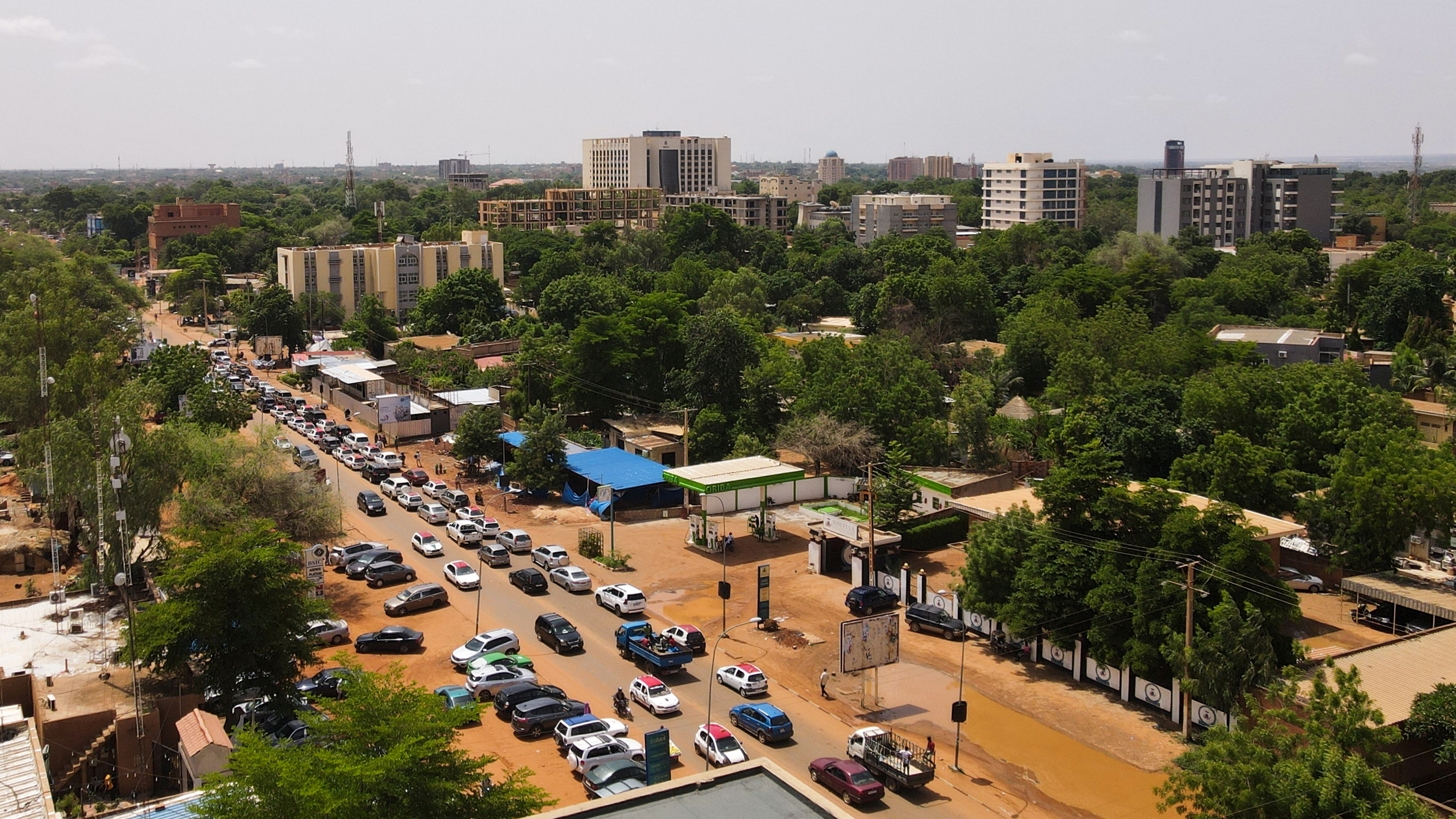 Aerial view of the streets in Niamey