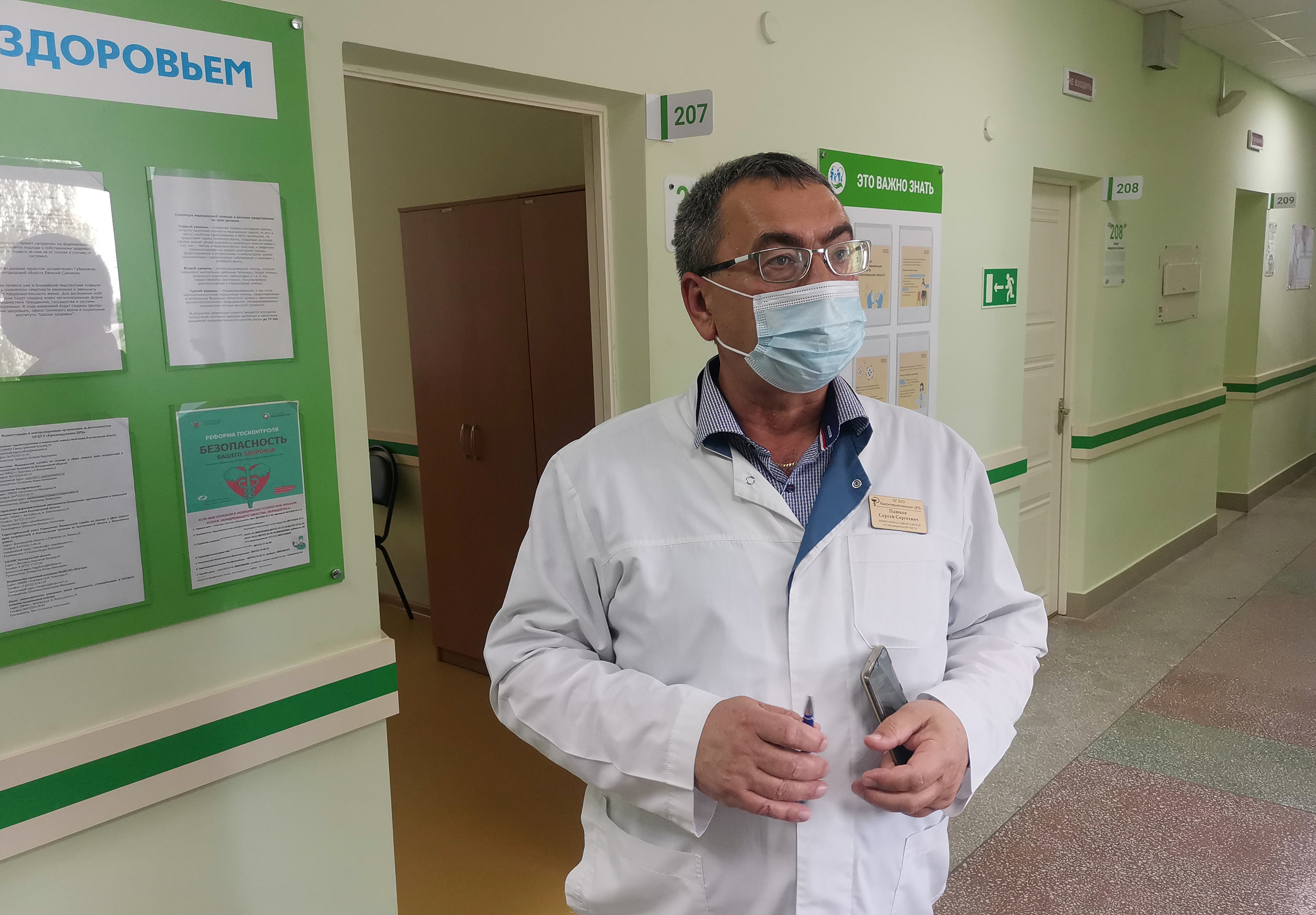 Sergei Pashkov, deputy chief physician of a district hospital, is pictured in Belgorod Region