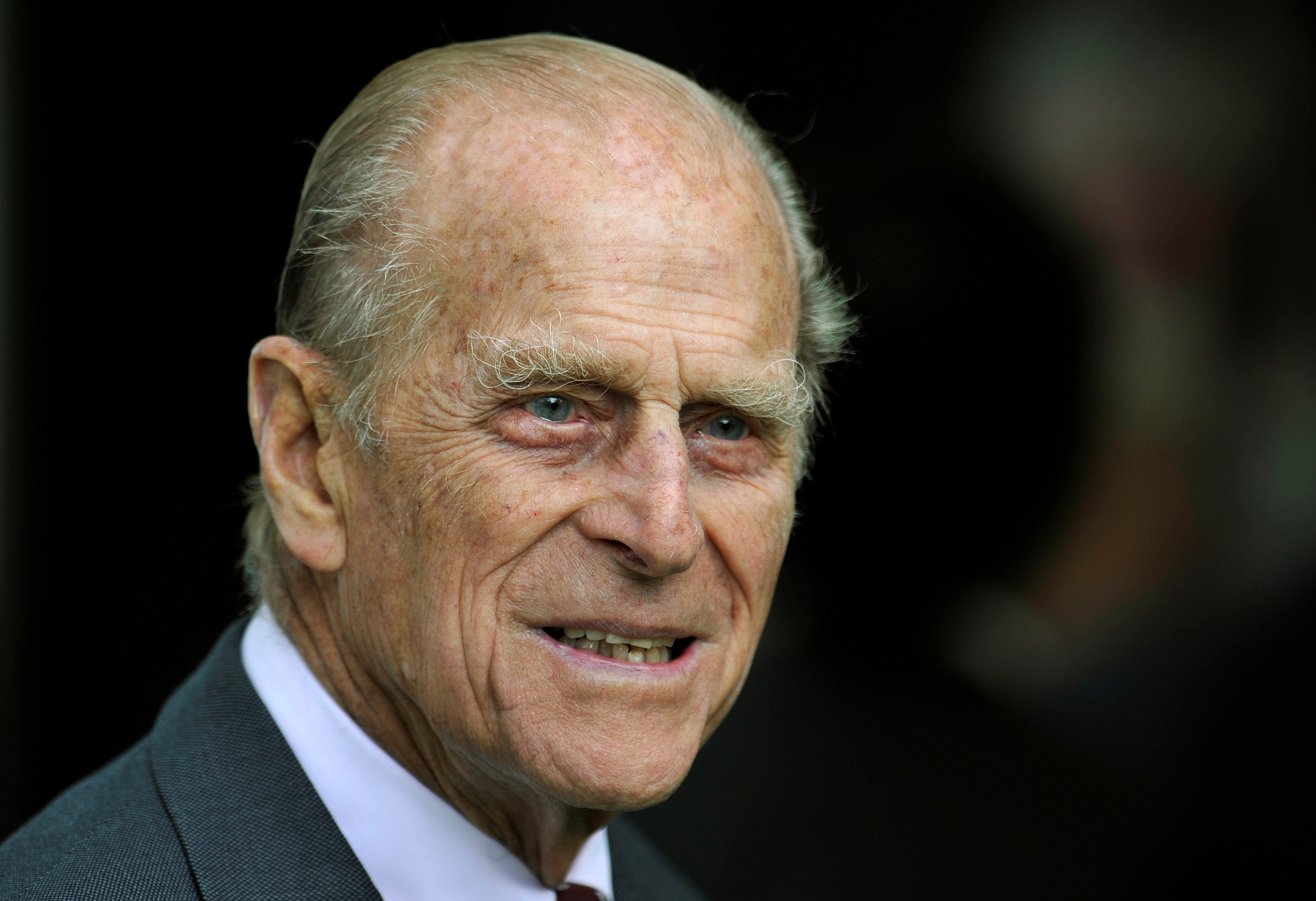 Britain's Prince Philip smiles during his visit with Queen Elizabeth to the Irish National Stud in Kildare