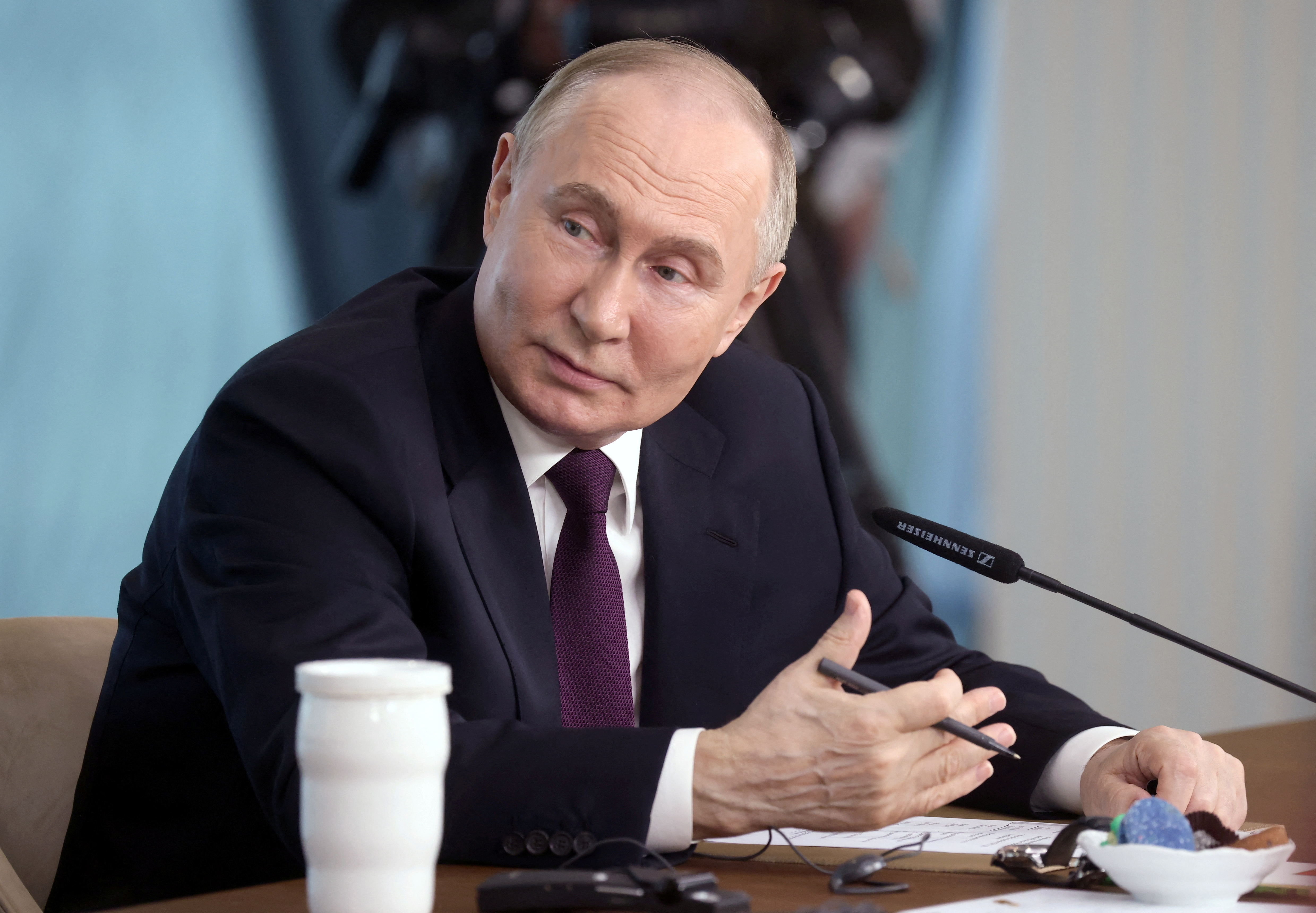 Russian President Putin meets international news agency editors in St Petersburg